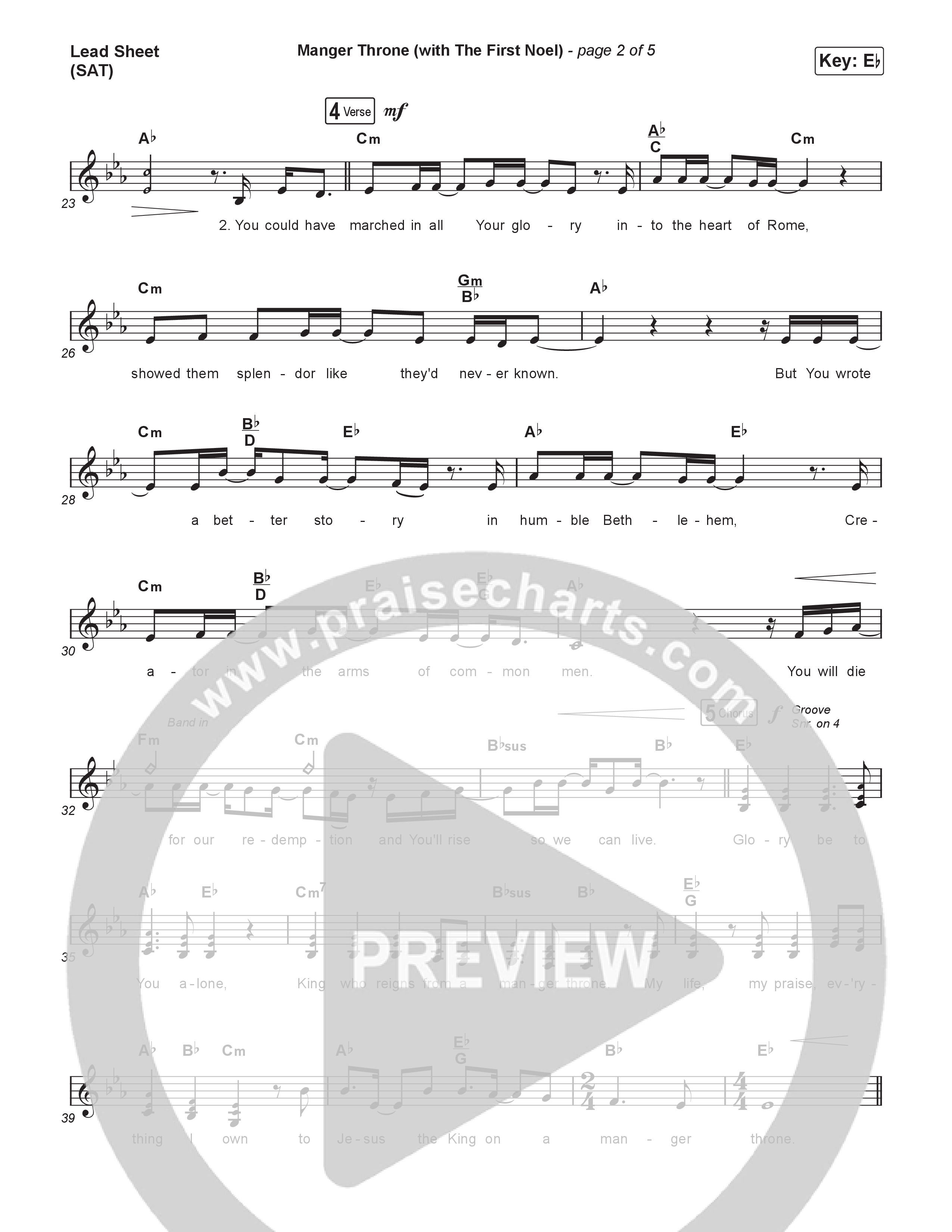 Manger Throne (with The First Noel) (Choral/SATB) Lead Sheet (SAT) (Travis Cottrell / Arr. Mason Brown)