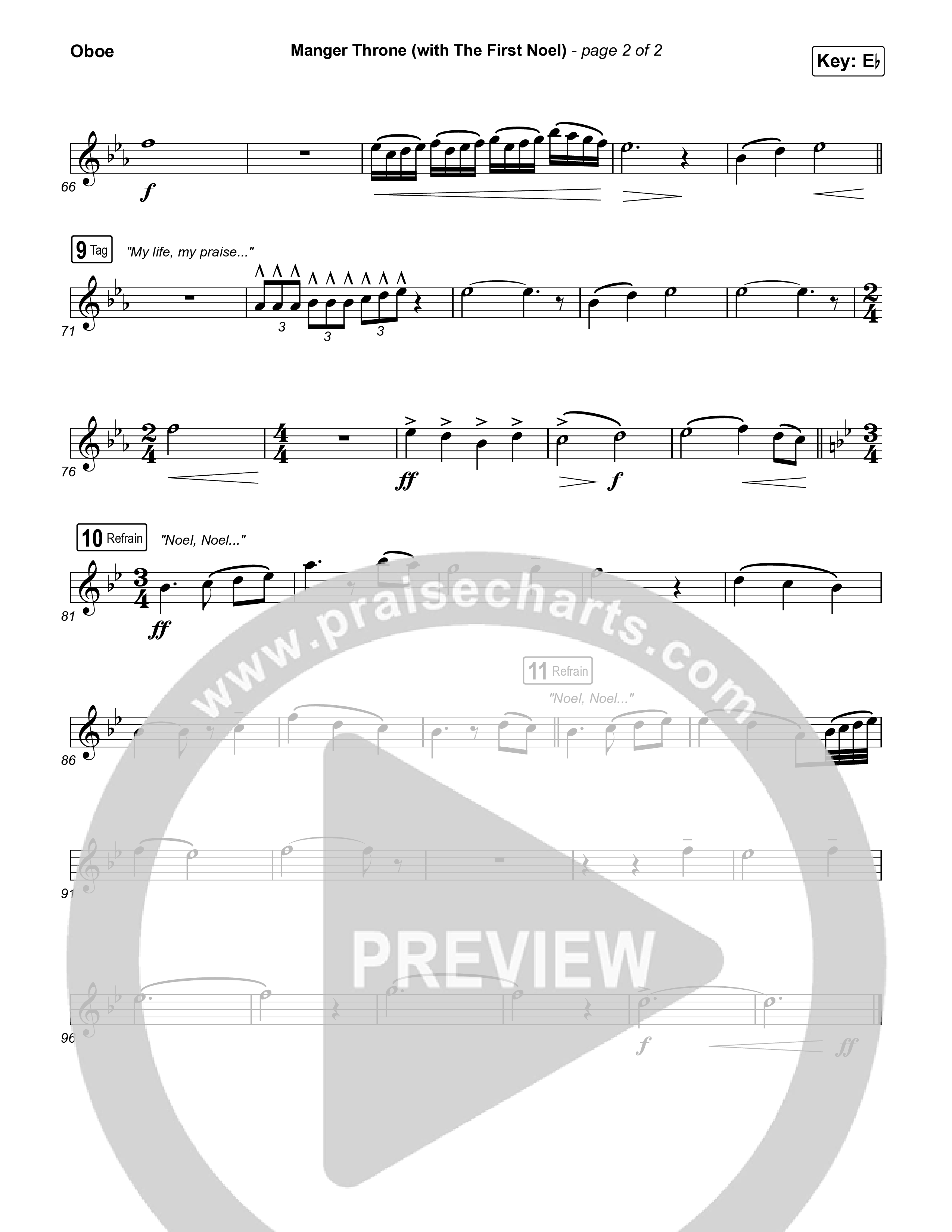 Manger Throne (with The First Noel) (Choral/SATB) Oboe (Travis Cottrell / Arr. Mason Brown)