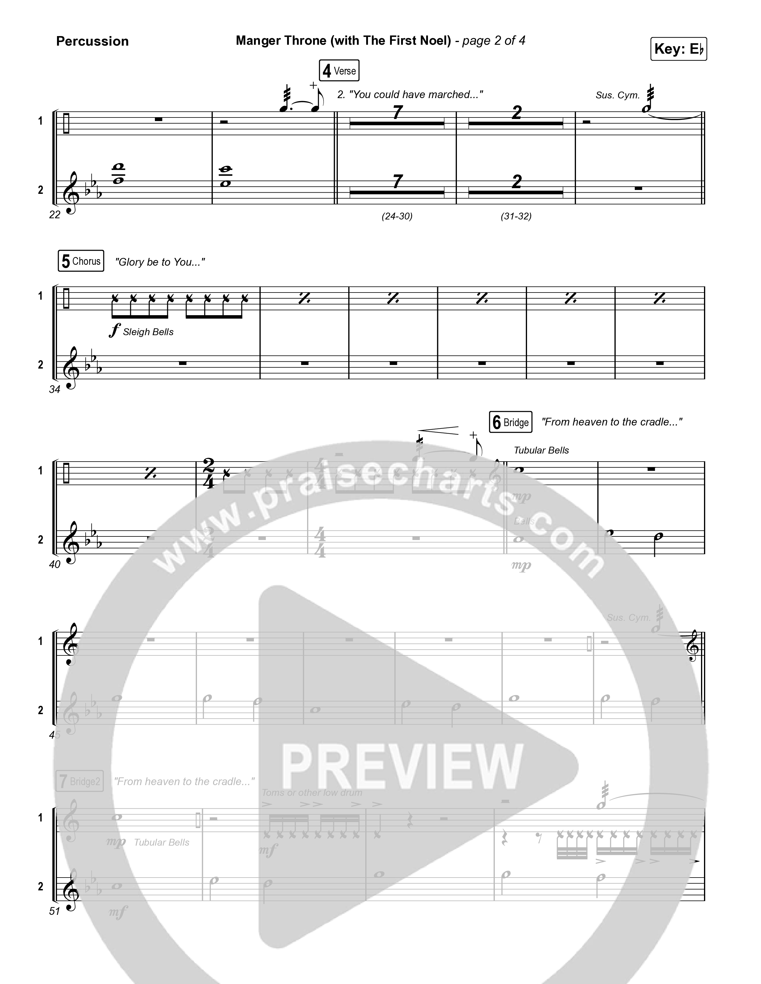 Manger Throne (with The First Noel) (Choral/SATB) Percussion (Travis Cottrell / Arr. Mason Brown)