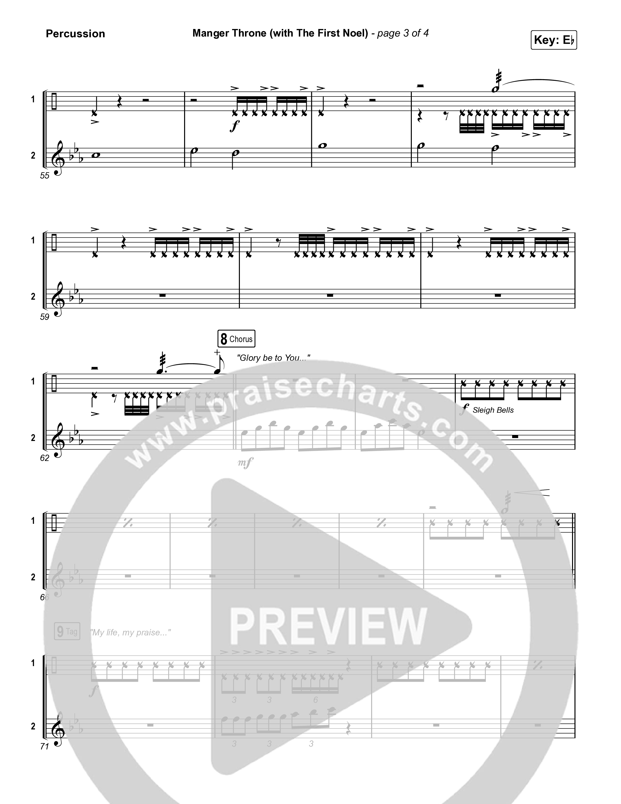 Manger Throne (with The First Noel) (Choral/SATB) Percussion (Travis Cottrell / Arr. Mason Brown)