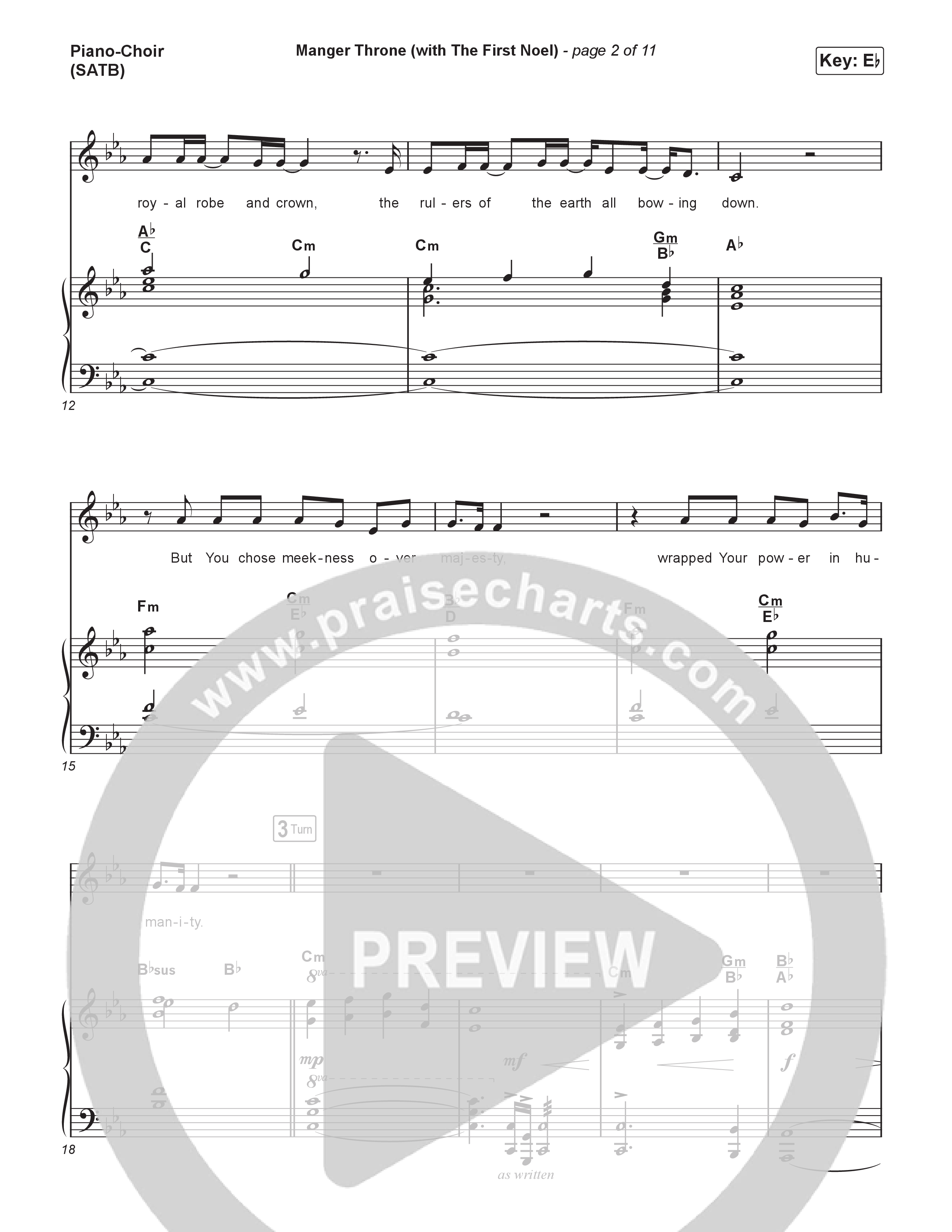 Manger Throne (with The First Noel) (Choral/SATB) Piano/Vocal (SATB) (Travis Cottrell / Arr. Mason Brown)