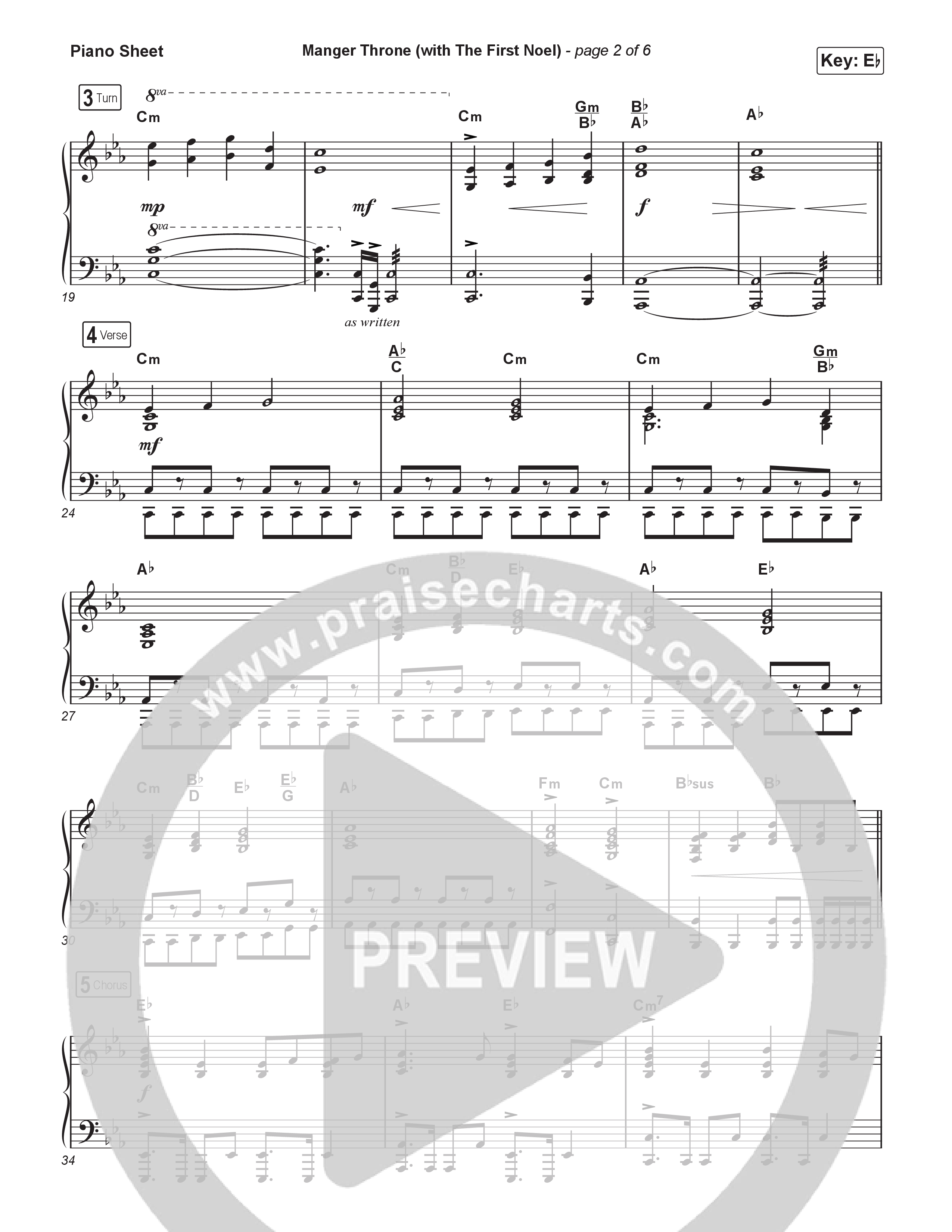 Manger Throne (with The First Noel) (Choral/SATB) Piano Sheet (Travis Cottrell / Arr. Mason Brown)