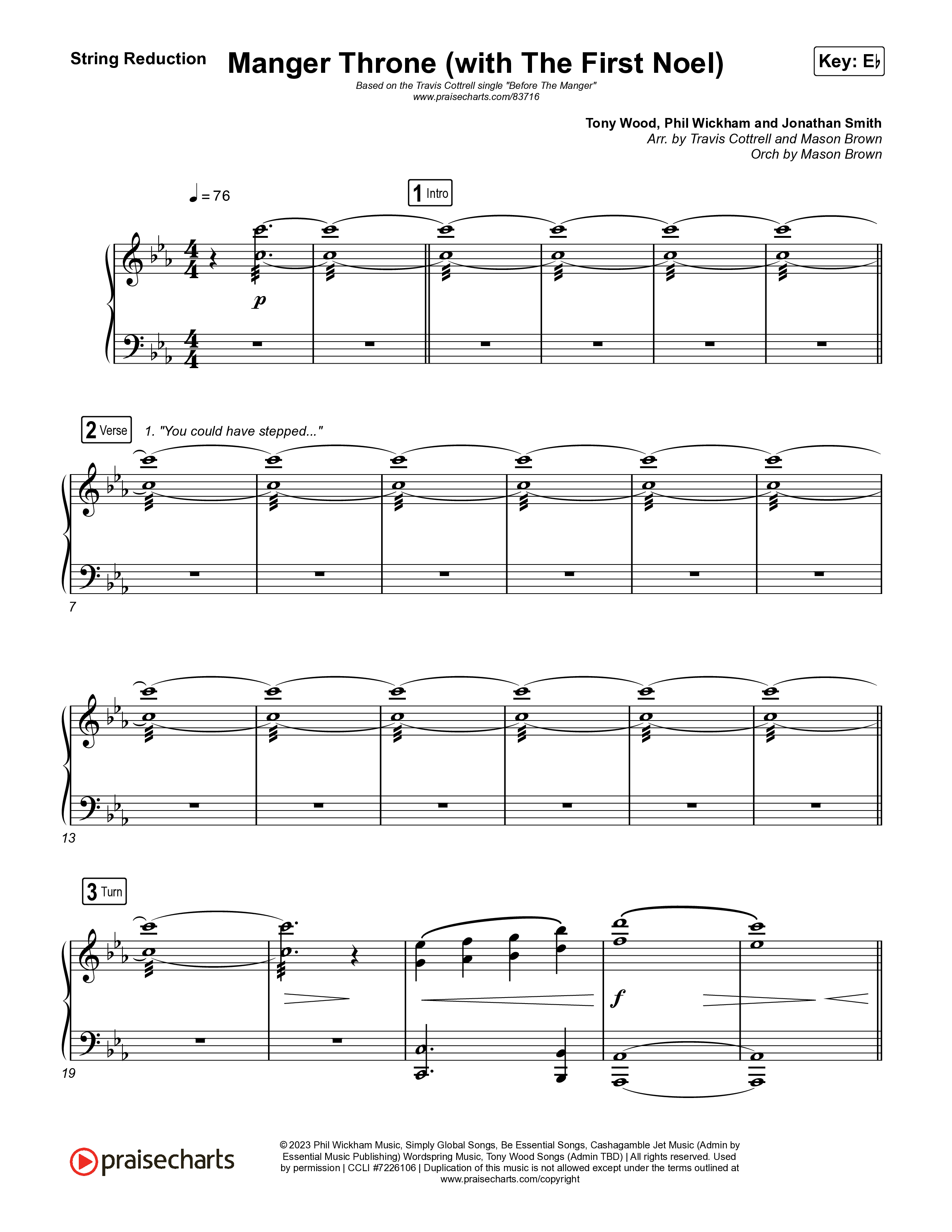 Manger Throne (with The First Noel) (Choral/SATB) String Reduction (Travis Cottrell / Arr. Mason Brown)