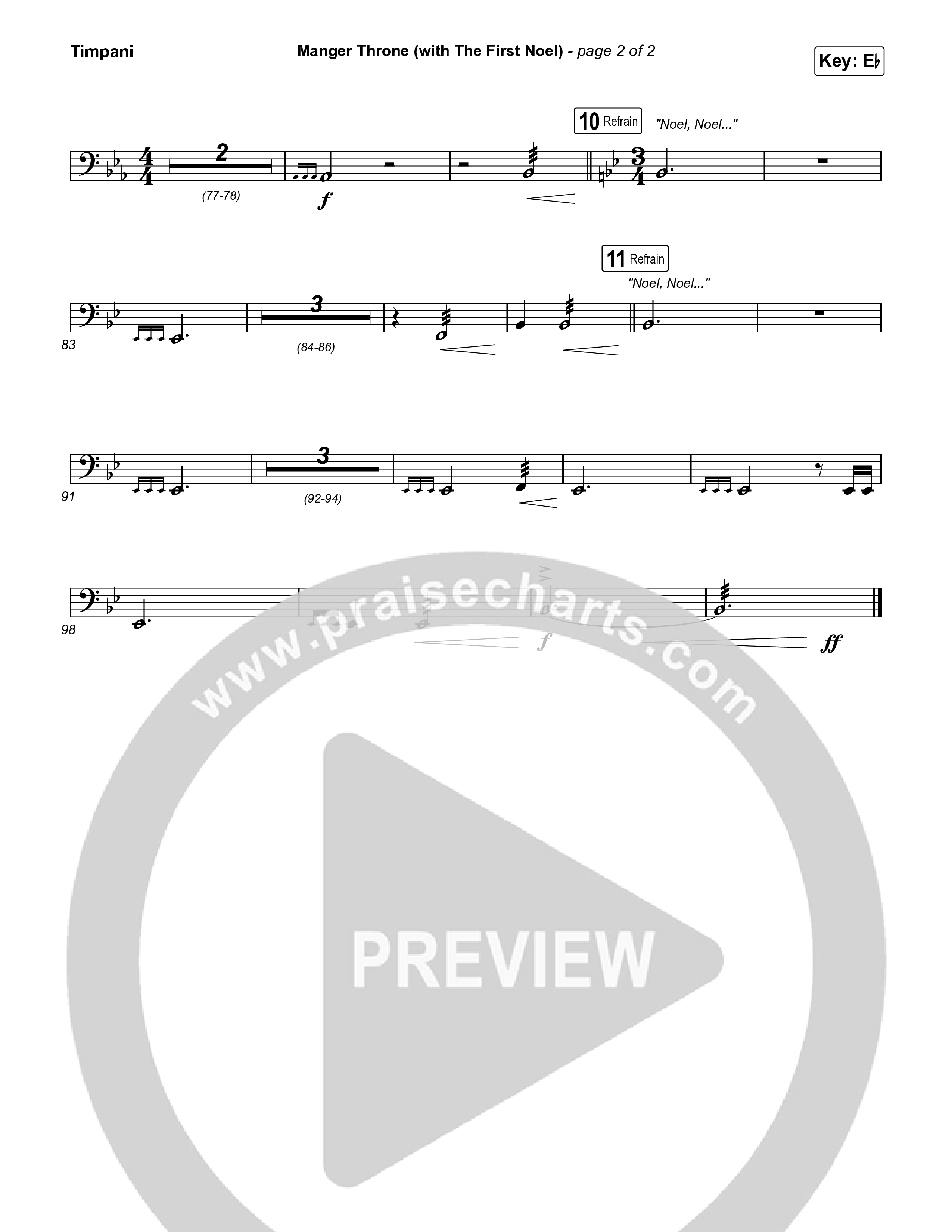 Manger Throne (with The First Noel) (Choral/SATB) Timpani (Travis Cottrell / Arr. Mason Brown)