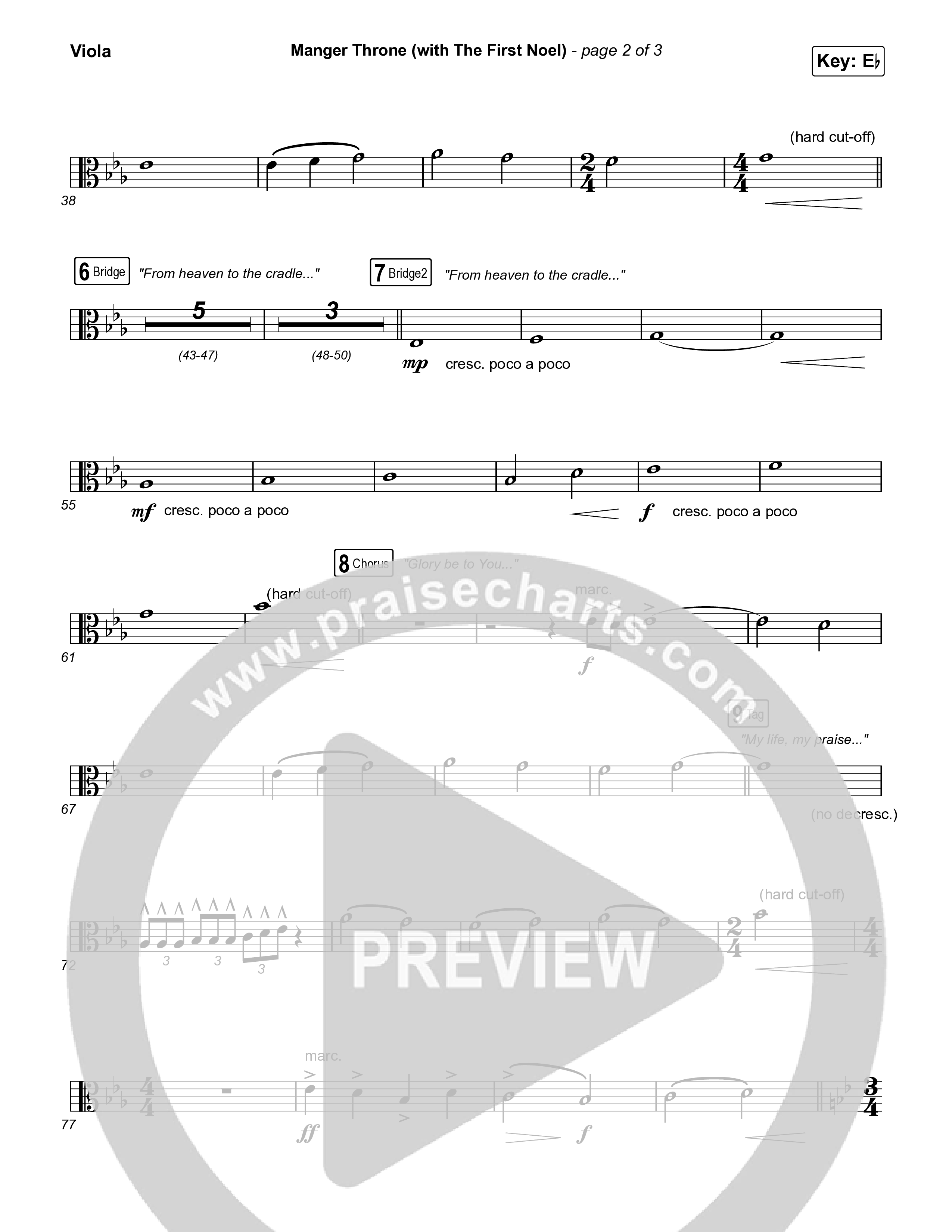 Manger Throne (with The First Noel) (Choral/SATB) Viola (Travis Cottrell / Arr. Mason Brown)