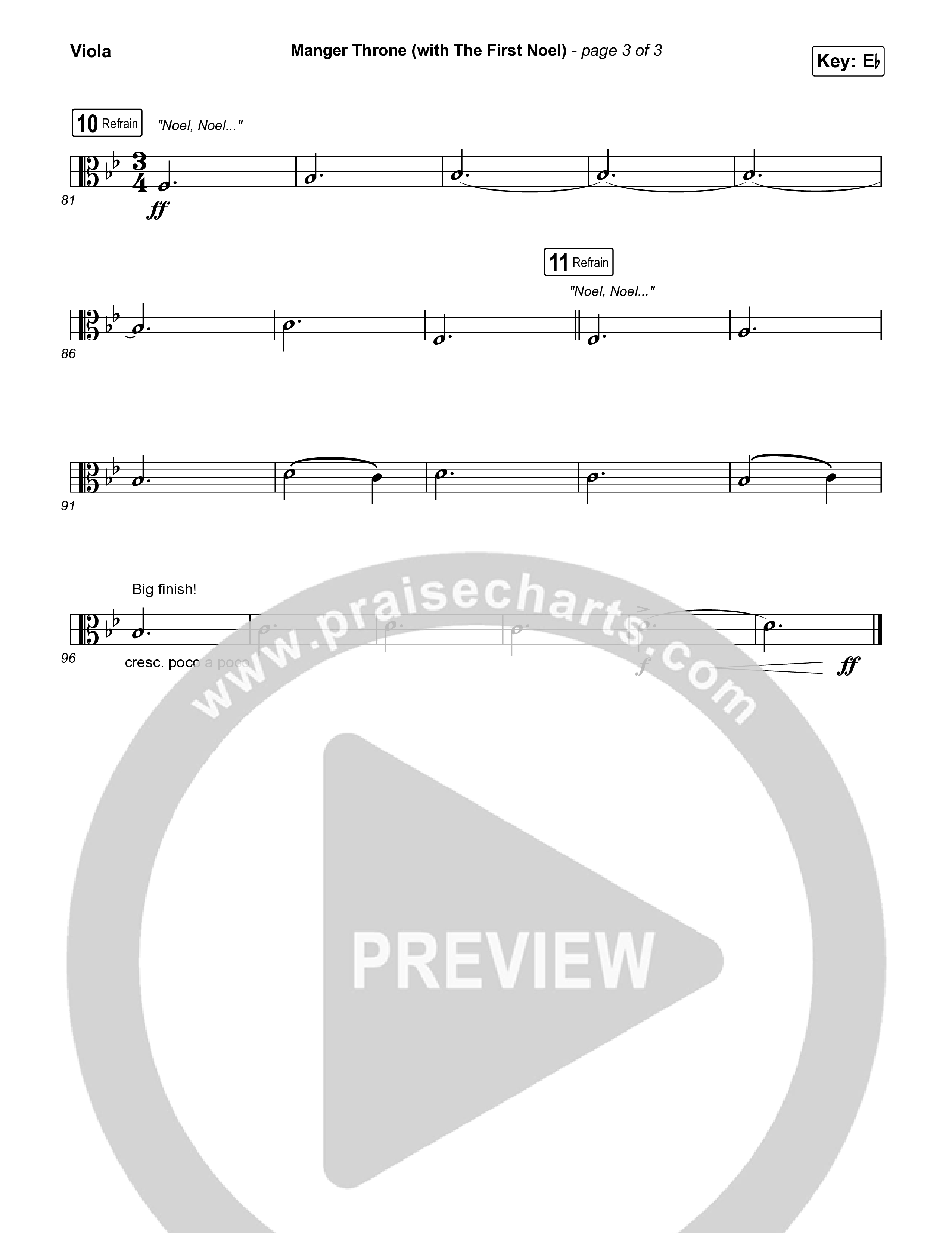 Manger Throne (with The First Noel) (Choral/SATB) Viola (Travis Cottrell / Arr. Mason Brown)