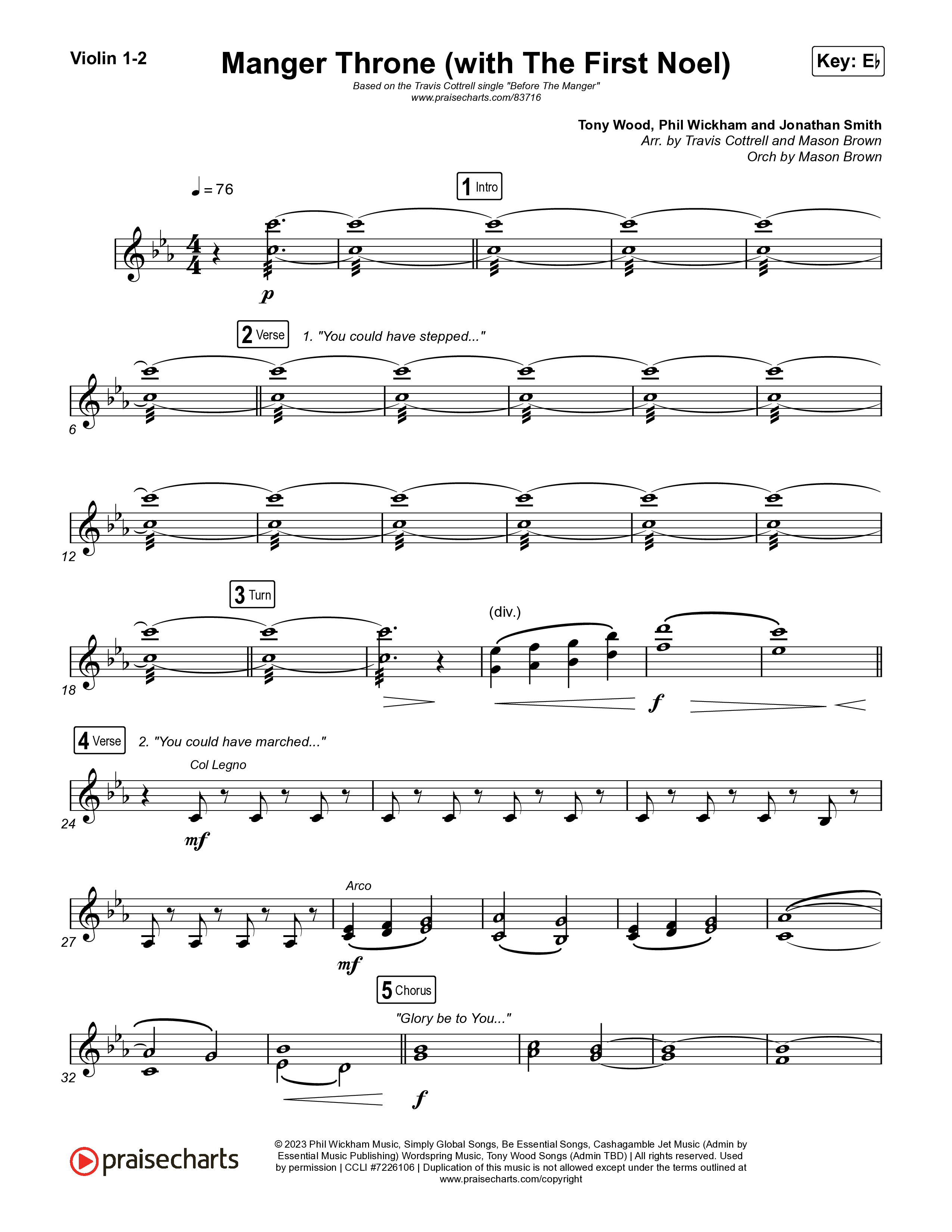 Manger Throne (with The First Noel) (Choral/SATB) String Pack (Travis Cottrell / Arr. Mason Brown)