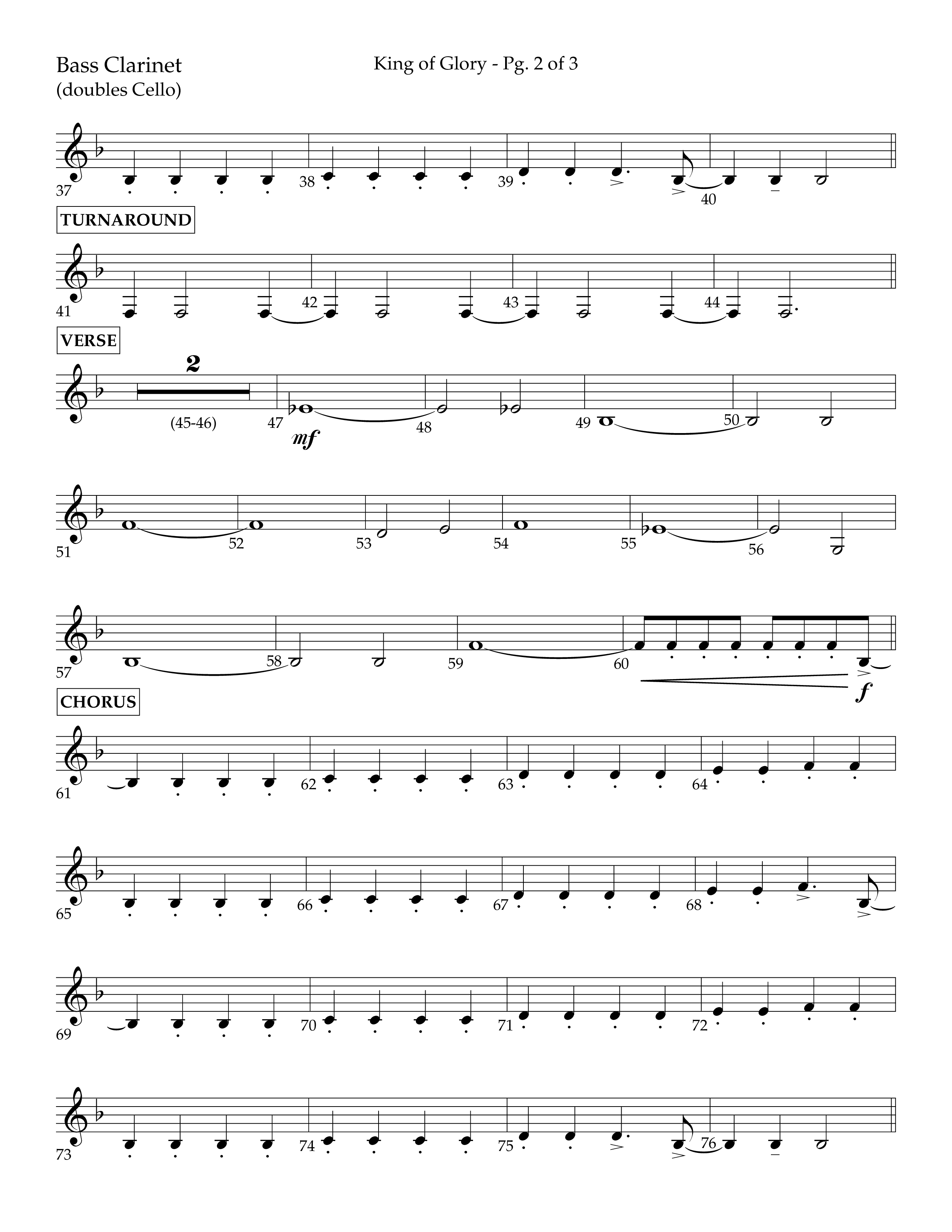 King of Glory (Choral Anthem SATB) Bass Clarinet (Lifeway Choral / Arr. John Bolin / Arr. Don Koch / Orch. Eric Belvin)