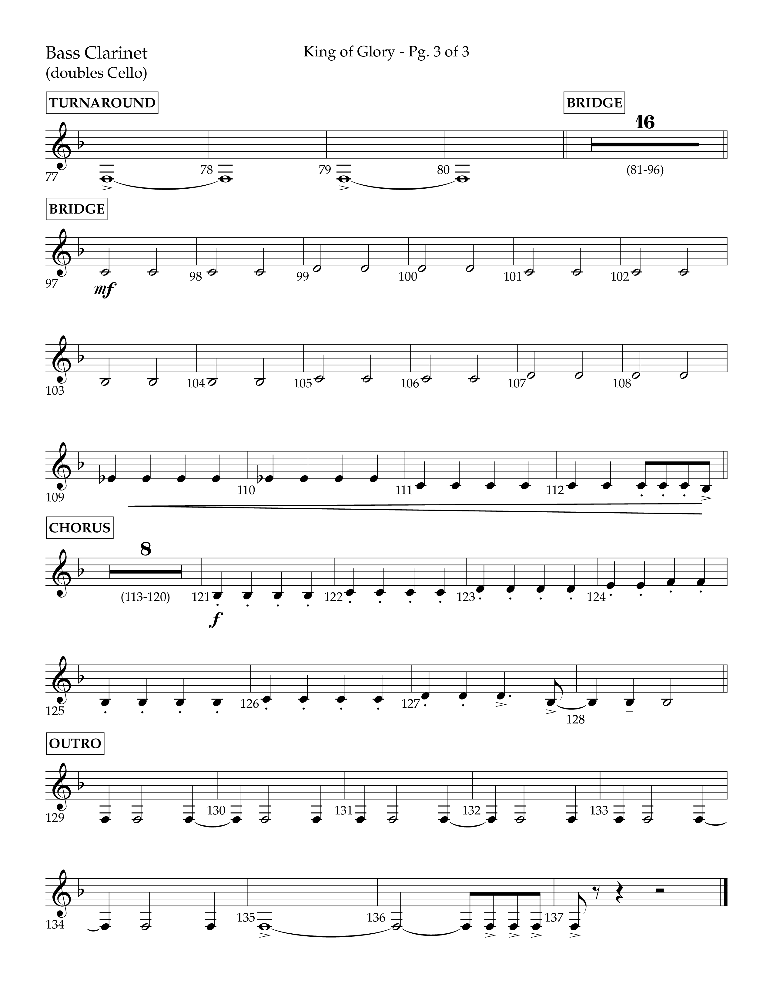 King of Glory (Choral Anthem SATB) Bass Clarinet (Lifeway Choral / Arr. John Bolin / Arr. Don Koch / Orch. Eric Belvin)