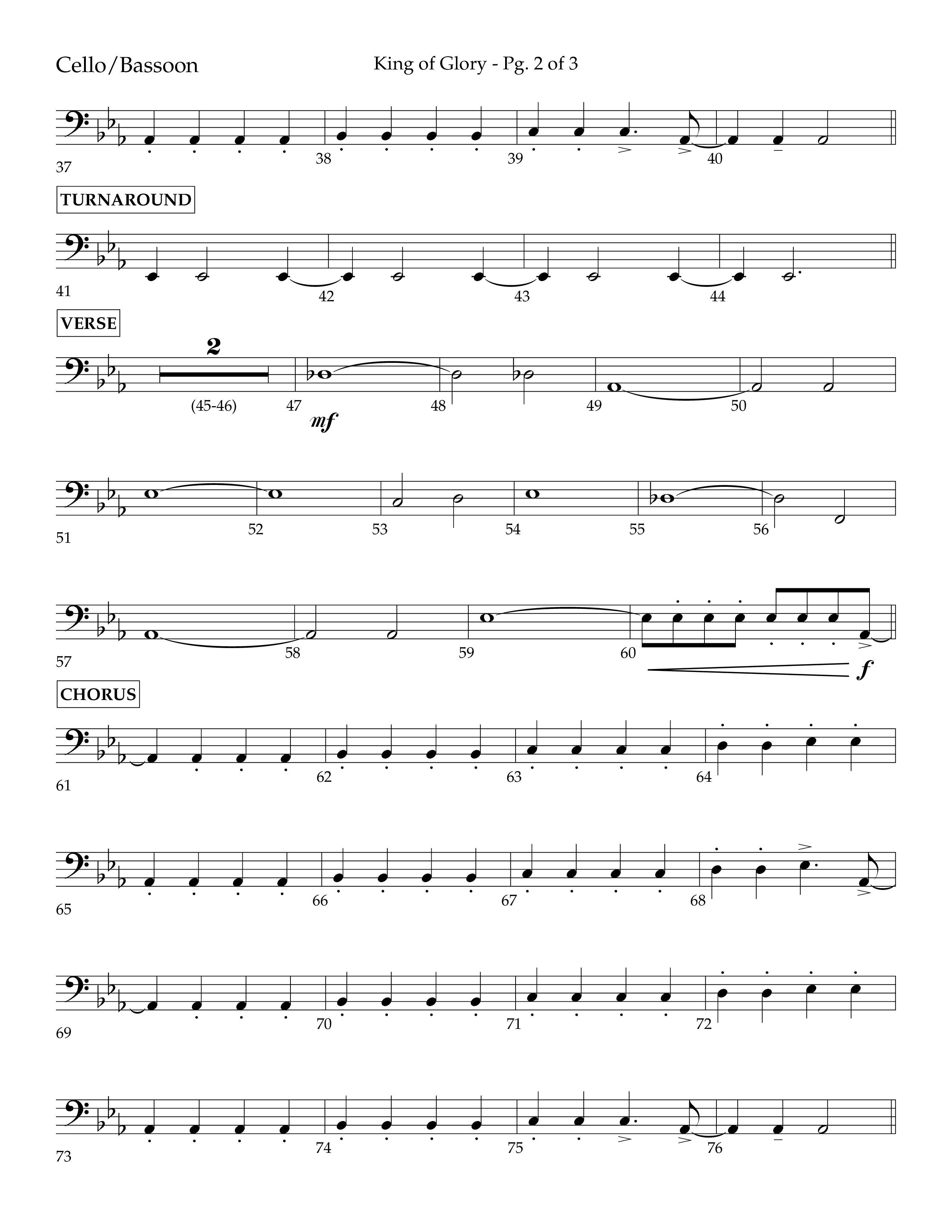 King of Glory (Choral Anthem SATB) Cello (Lifeway Choral / Arr. John Bolin / Arr. Don Koch / Orch. Eric Belvin)