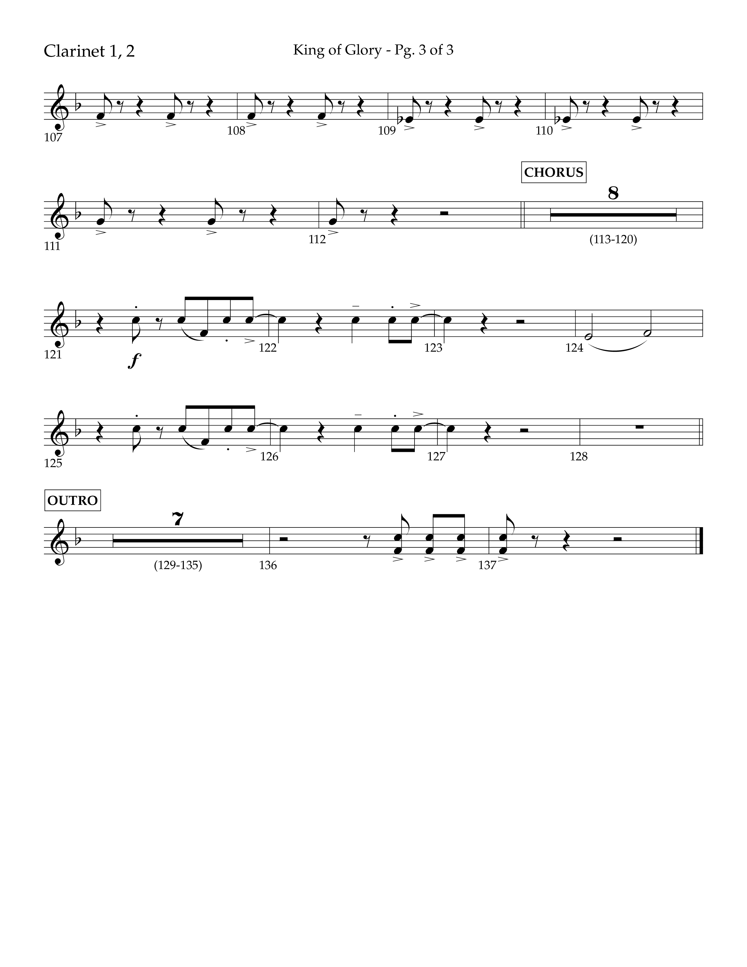 King of Glory (Choral Anthem SATB) Clarinet 1/2 (Lifeway Choral / Arr. John Bolin / Arr. Don Koch / Orch. Eric Belvin)