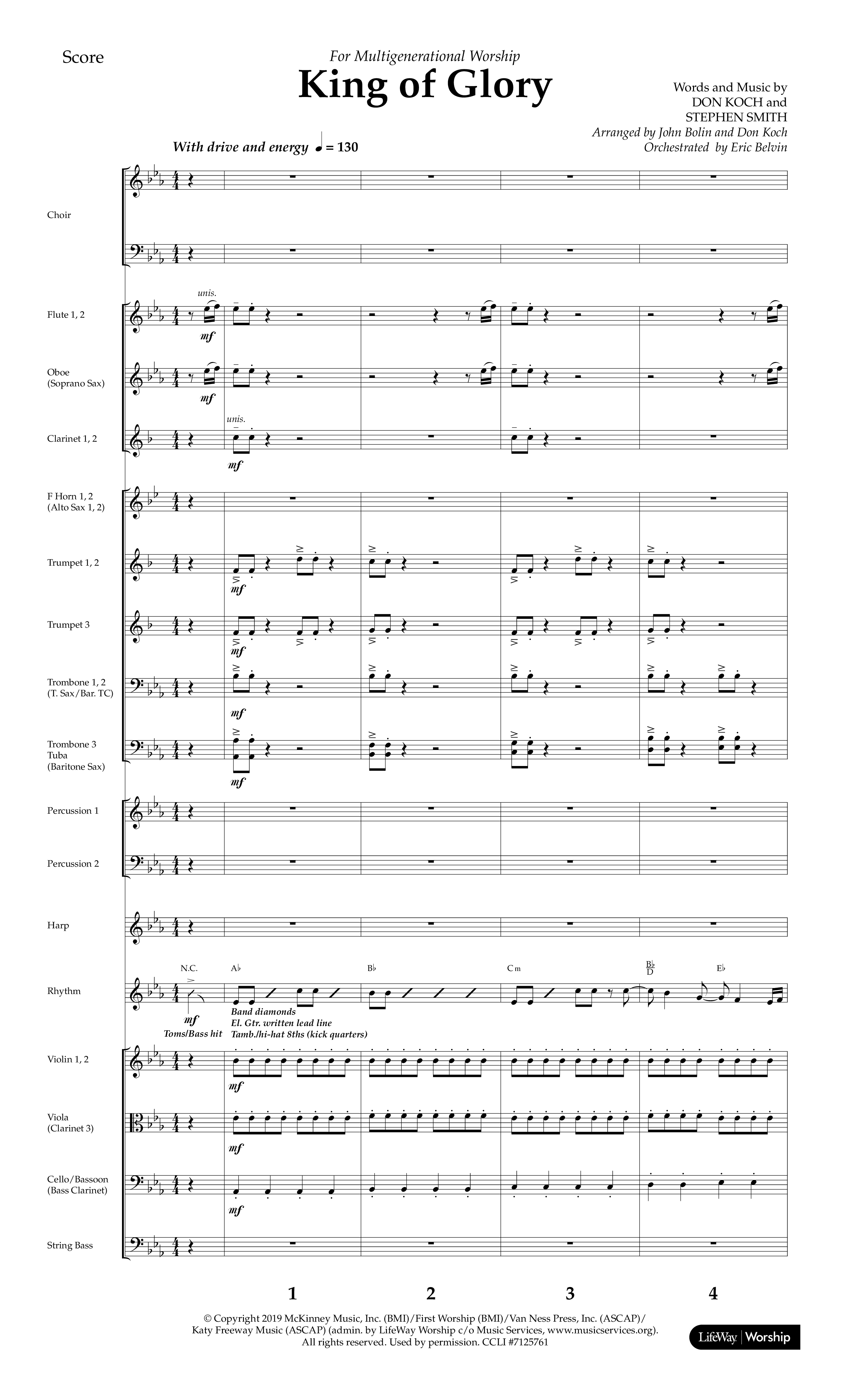 King of Glory (Choral Anthem SATB) Orchestration (Lifeway Choral / Arr. John Bolin / Arr. Don Koch / Orch. Eric Belvin)