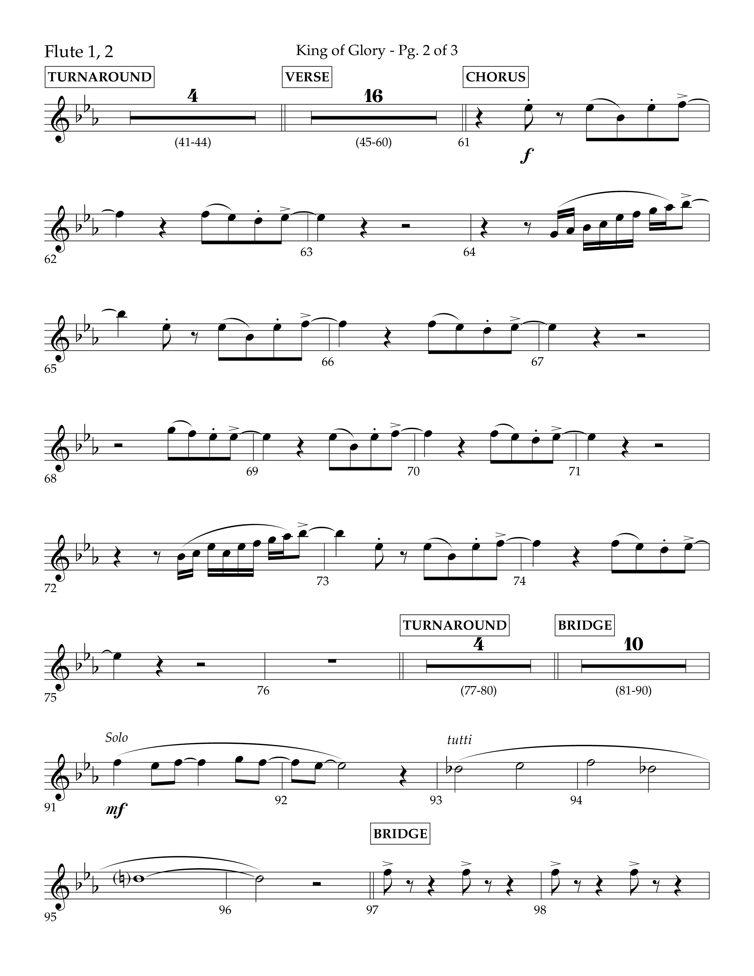 King of Glory (Choral Anthem SATB) Flute 1/2 (Lifeway Choral / Arr. John Bolin / Arr. Don Koch / Orch. Eric Belvin)