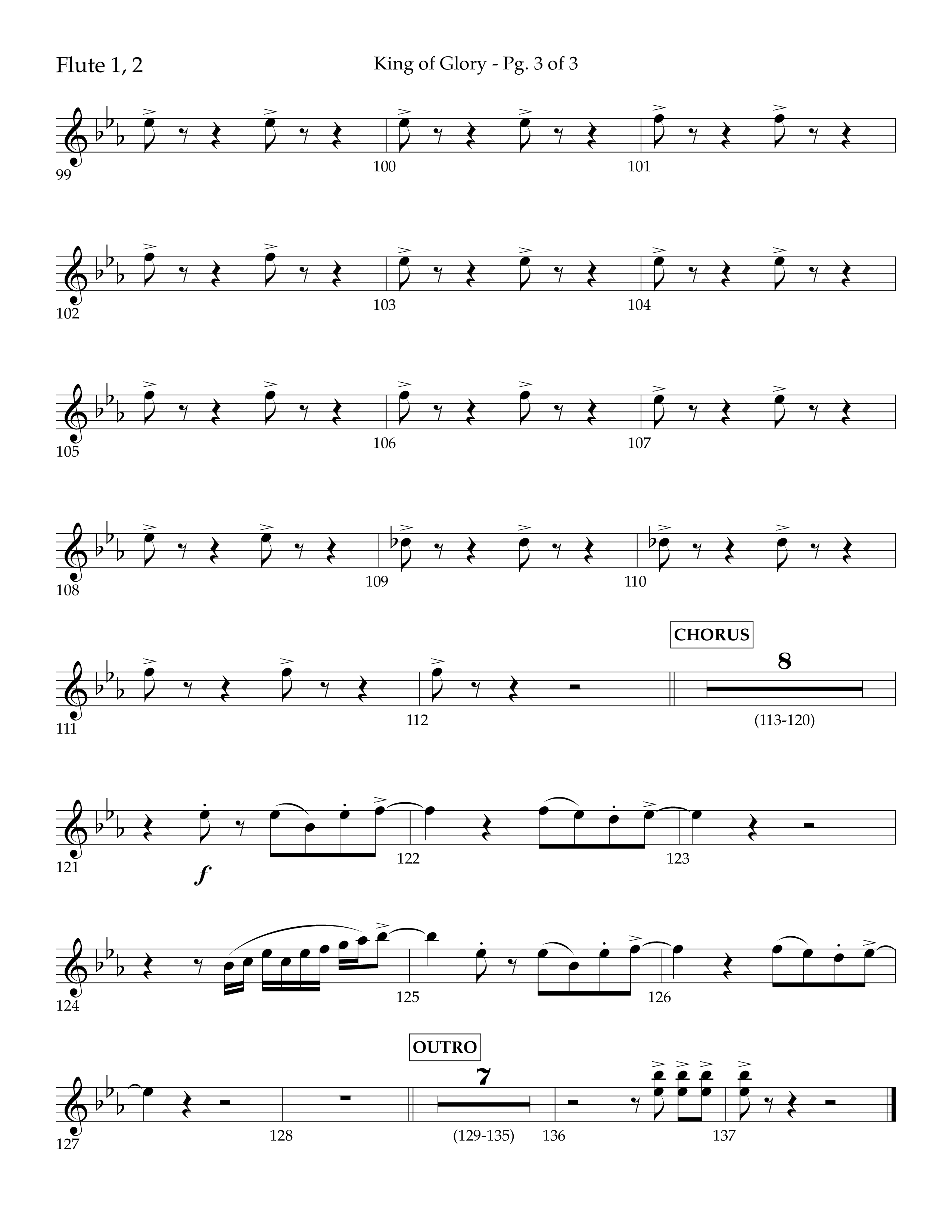 King of Glory (Choral Anthem SATB) Flute 1/2 (Lifeway Choral / Arr. John Bolin / Arr. Don Koch / Orch. Eric Belvin)
