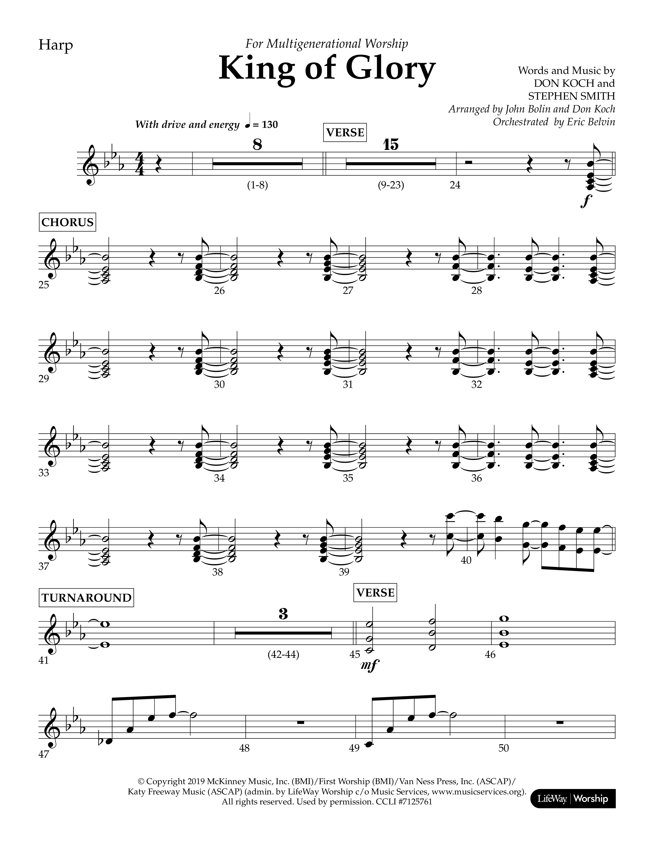 King of Glory (Choral Anthem SATB) Harp (Lifeway Choral / Arr. John Bolin / Arr. Don Koch / Orch. Eric Belvin)