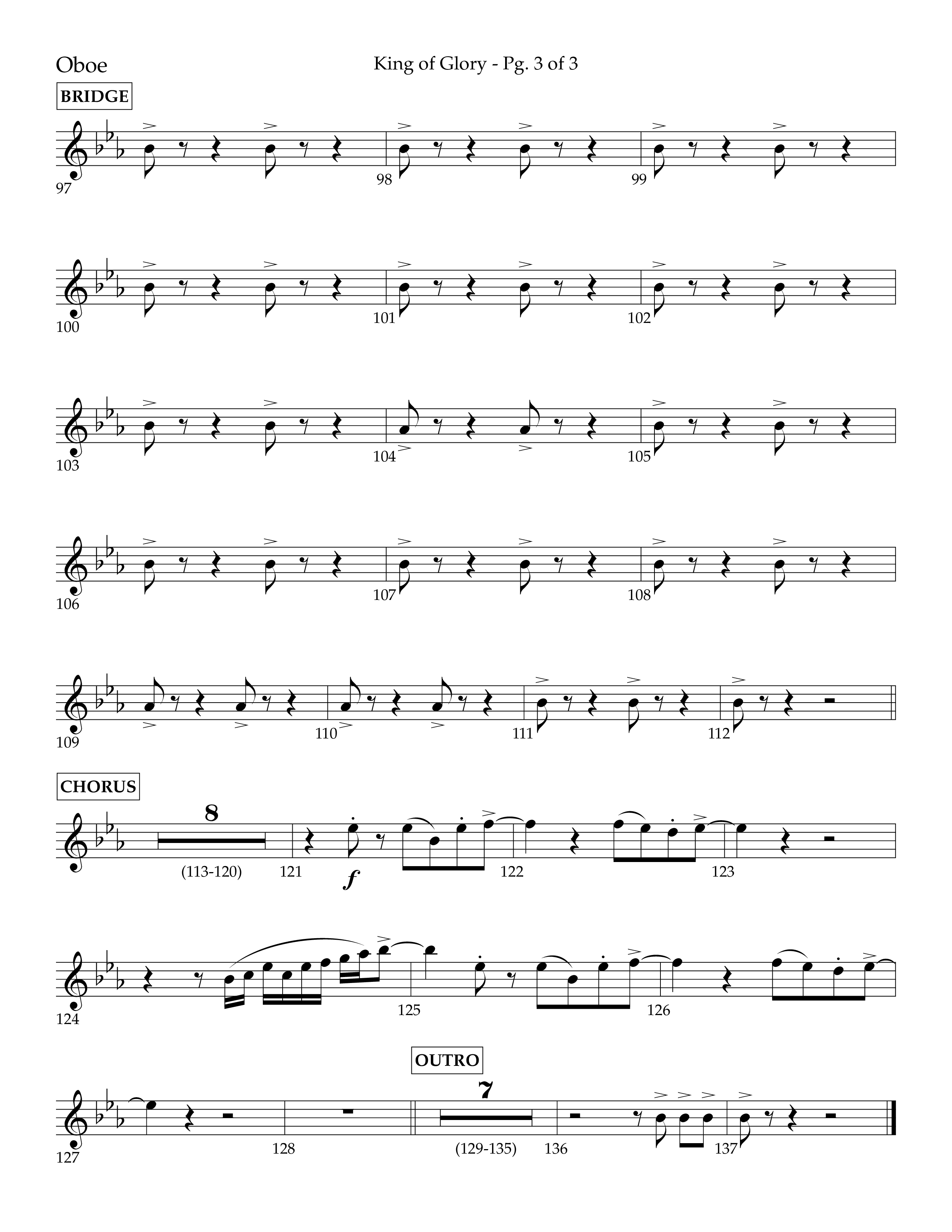 King of Glory (Choral Anthem SATB) Oboe (Lifeway Choral / Arr. John Bolin / Arr. Don Koch / Orch. Eric Belvin)