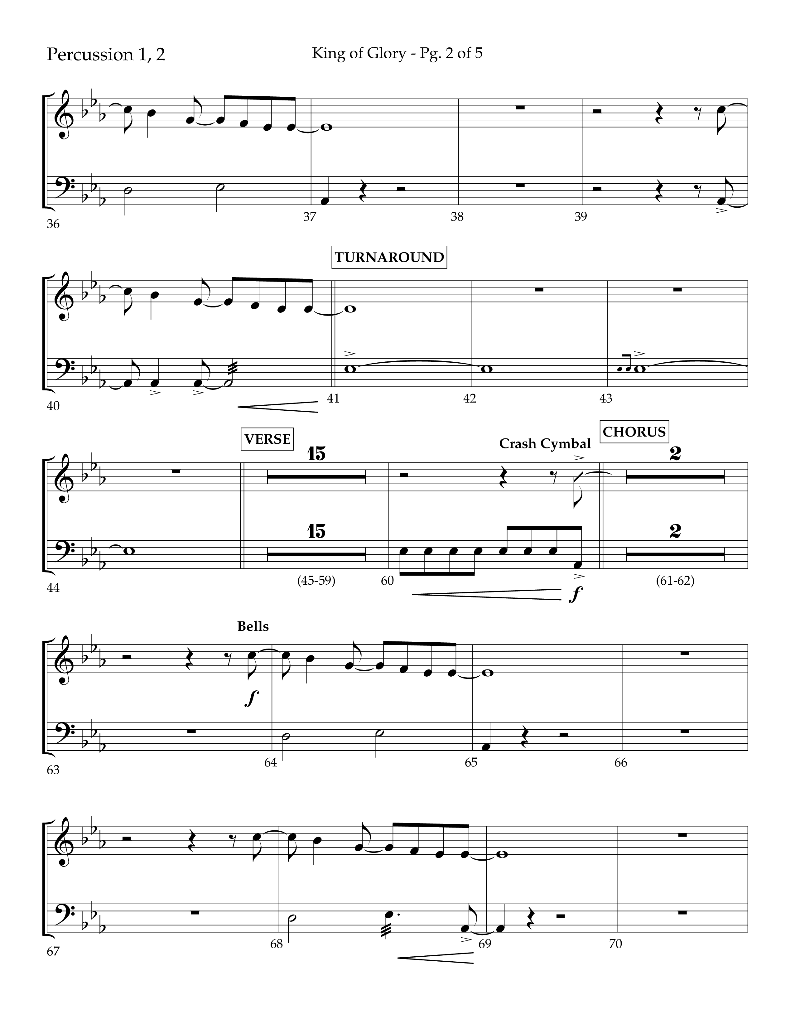 King of Glory (Choral Anthem SATB) Percussion 1/2 (Lifeway Choral / Arr. John Bolin / Arr. Don Koch / Orch. Eric Belvin)