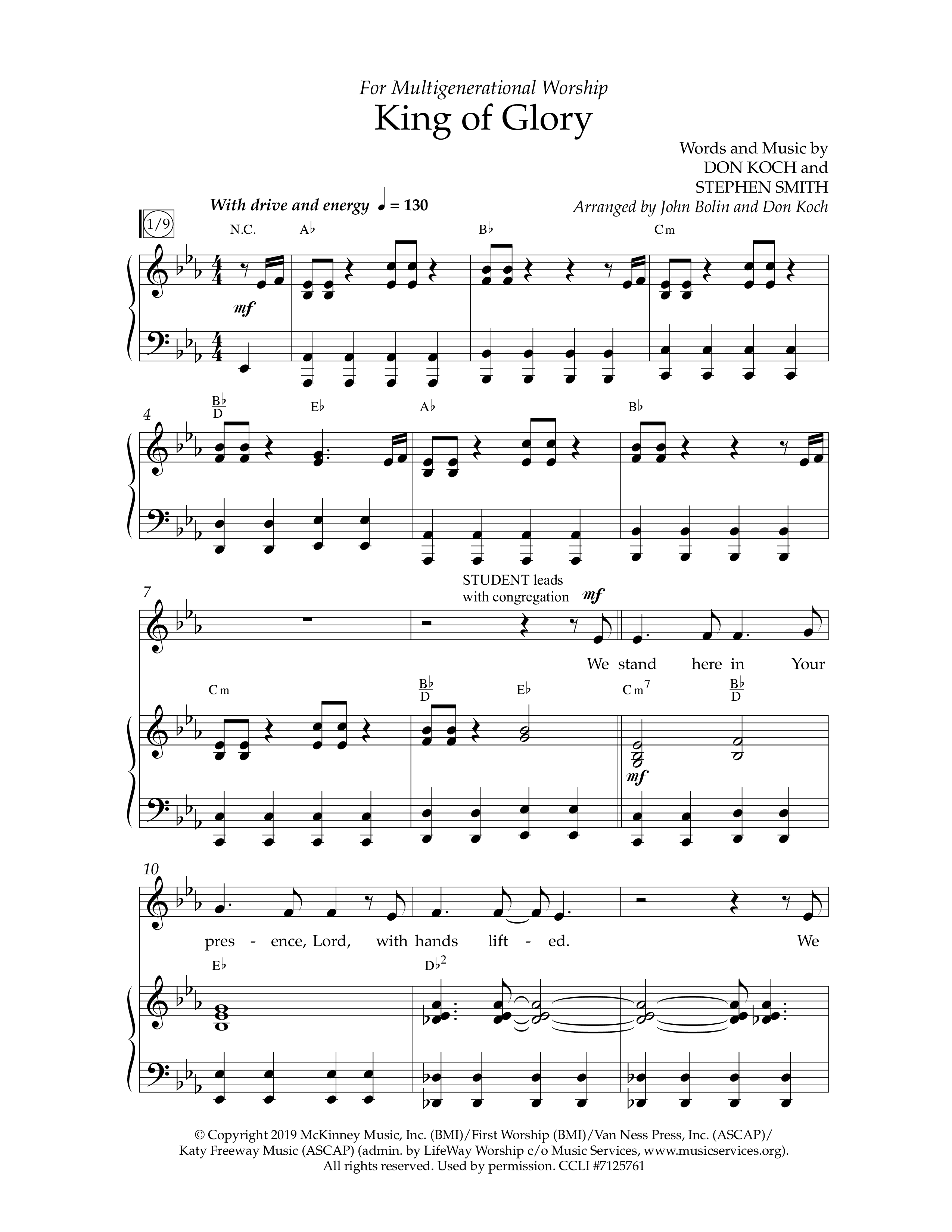 King of Glory (Choral Anthem SATB) Anthem (SATB/Piano) (Lifeway Choral / Arr. John Bolin / Arr. Don Koch / Orch. Eric Belvin)