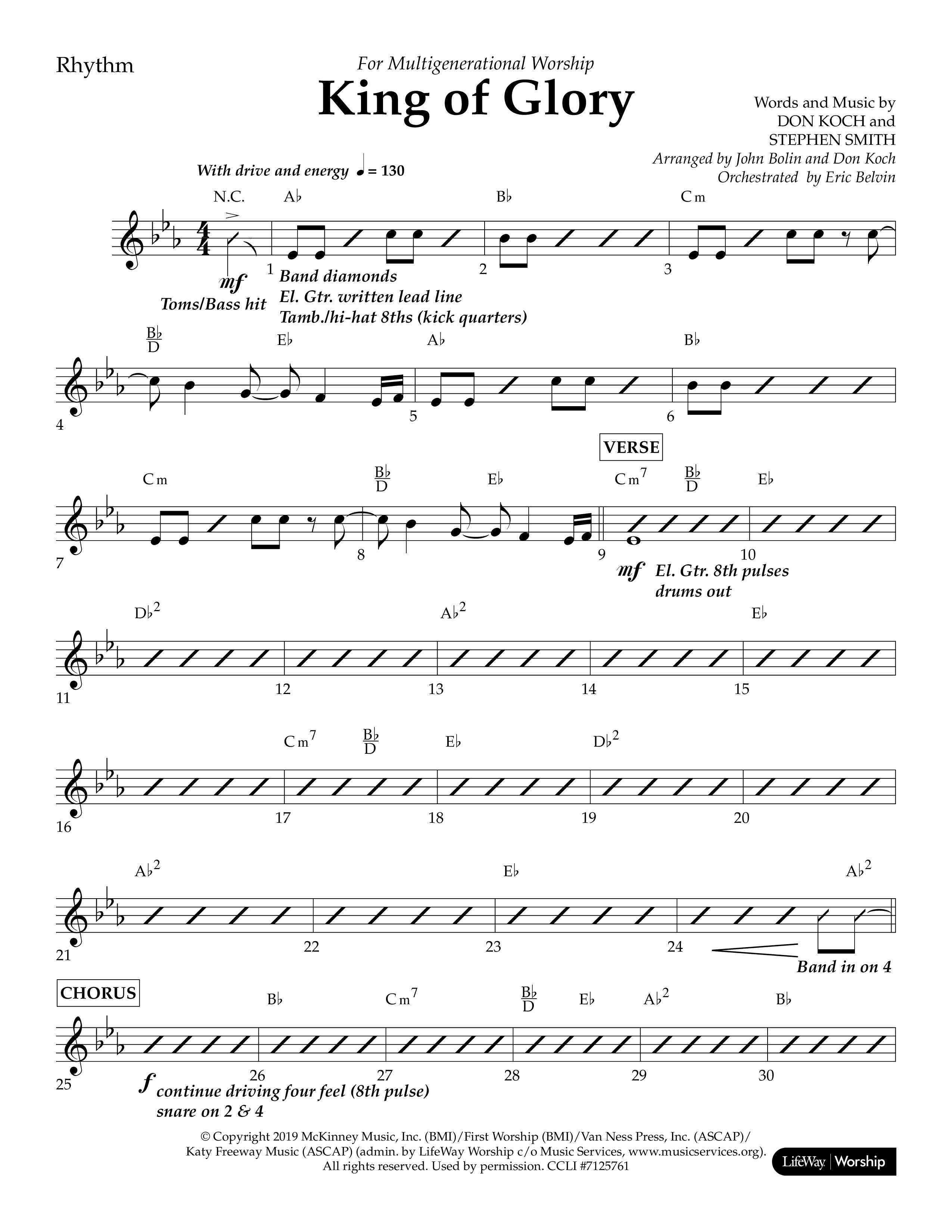 King of Glory (Choral Anthem SATB) Lead Melody & Rhythm (Lifeway Choral / Arr. John Bolin / Arr. Don Koch / Orch. Eric Belvin)