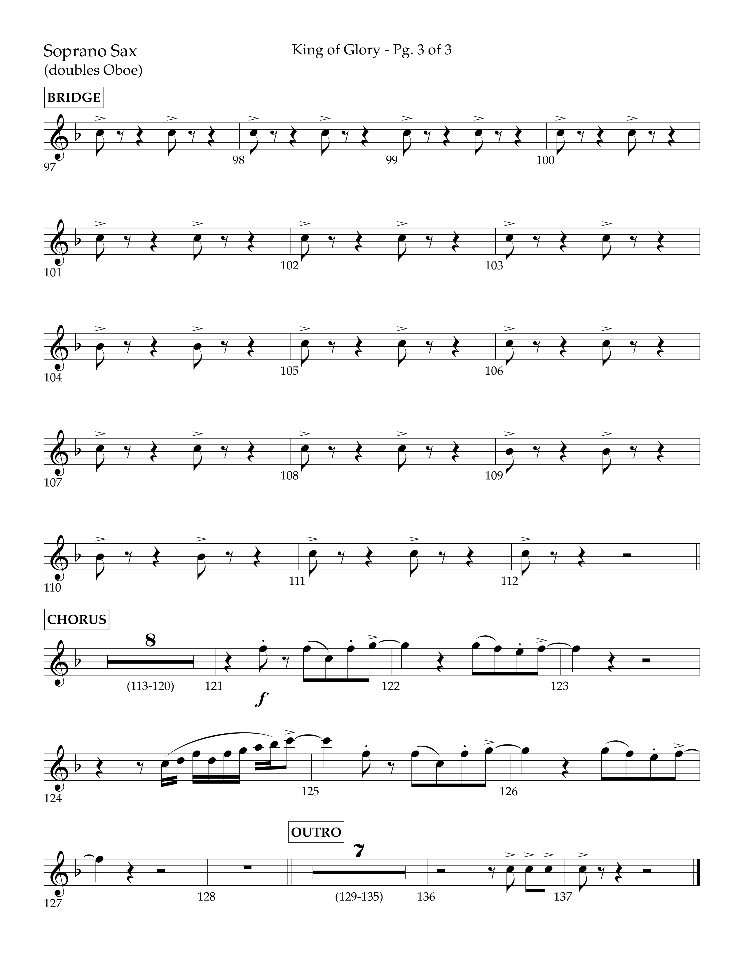 King of Glory (Choral Anthem SATB) Soprano Sax (Lifeway Choral / Arr. John Bolin / Arr. Don Koch / Orch. Eric Belvin)