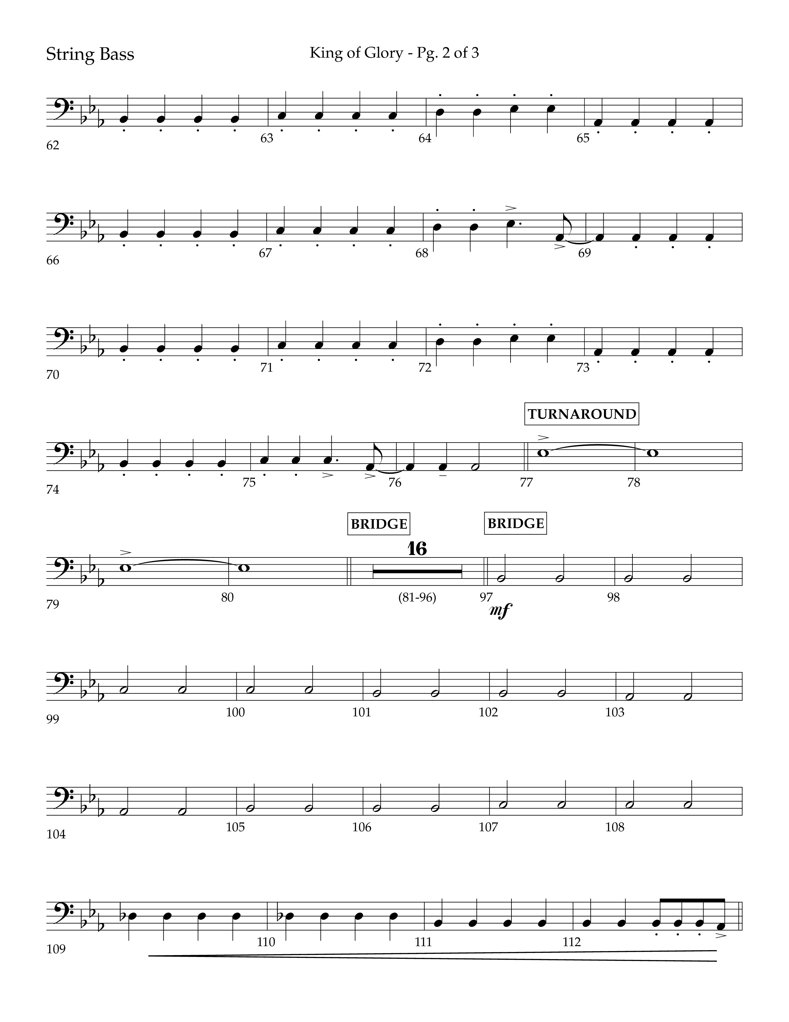 King of Glory (Choral Anthem SATB) String Bass (Lifeway Choral / Arr. John Bolin / Arr. Don Koch / Orch. Eric Belvin)