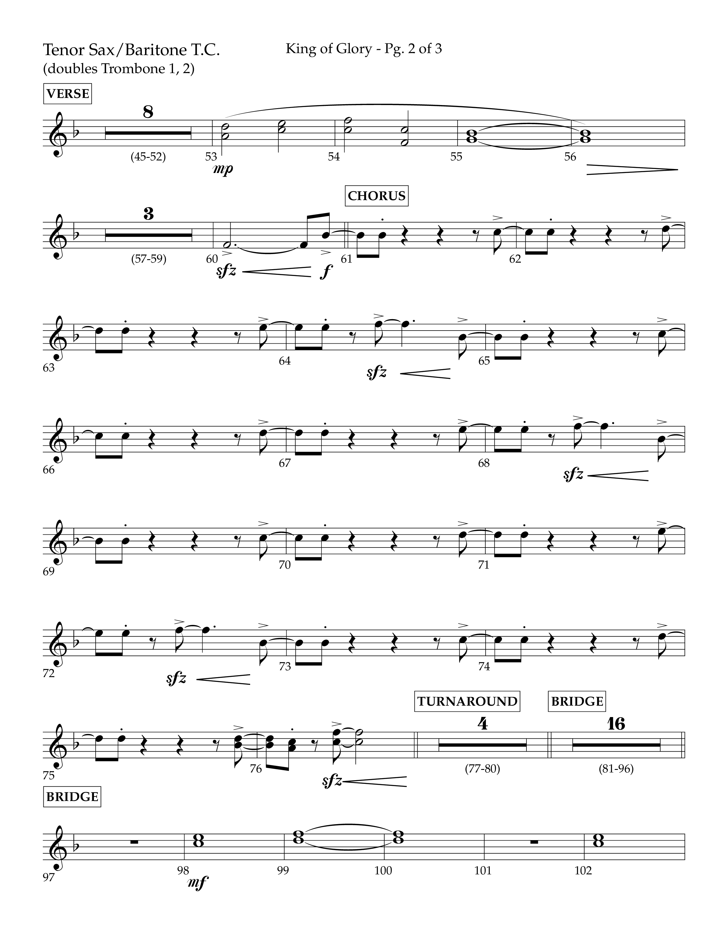 King of Glory (Choral Anthem SATB) Tenor Sax/Baritone T.C. (Lifeway Choral / Arr. John Bolin / Arr. Don Koch / Orch. Eric Belvin)