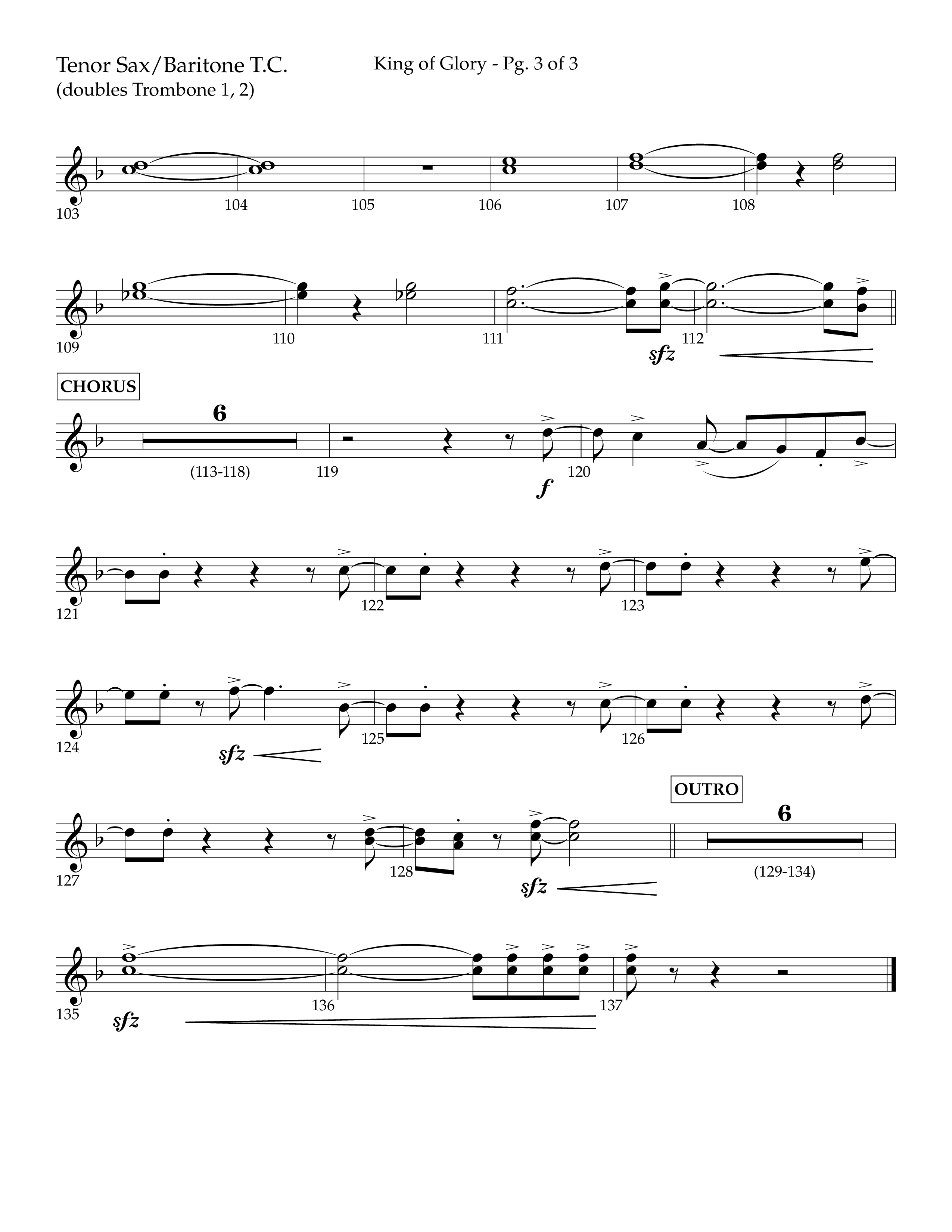 King of Glory (Choral Anthem SATB) Tenor Sax/Baritone T.C. (Lifeway Choral / Arr. John Bolin / Arr. Don Koch / Orch. Eric Belvin)