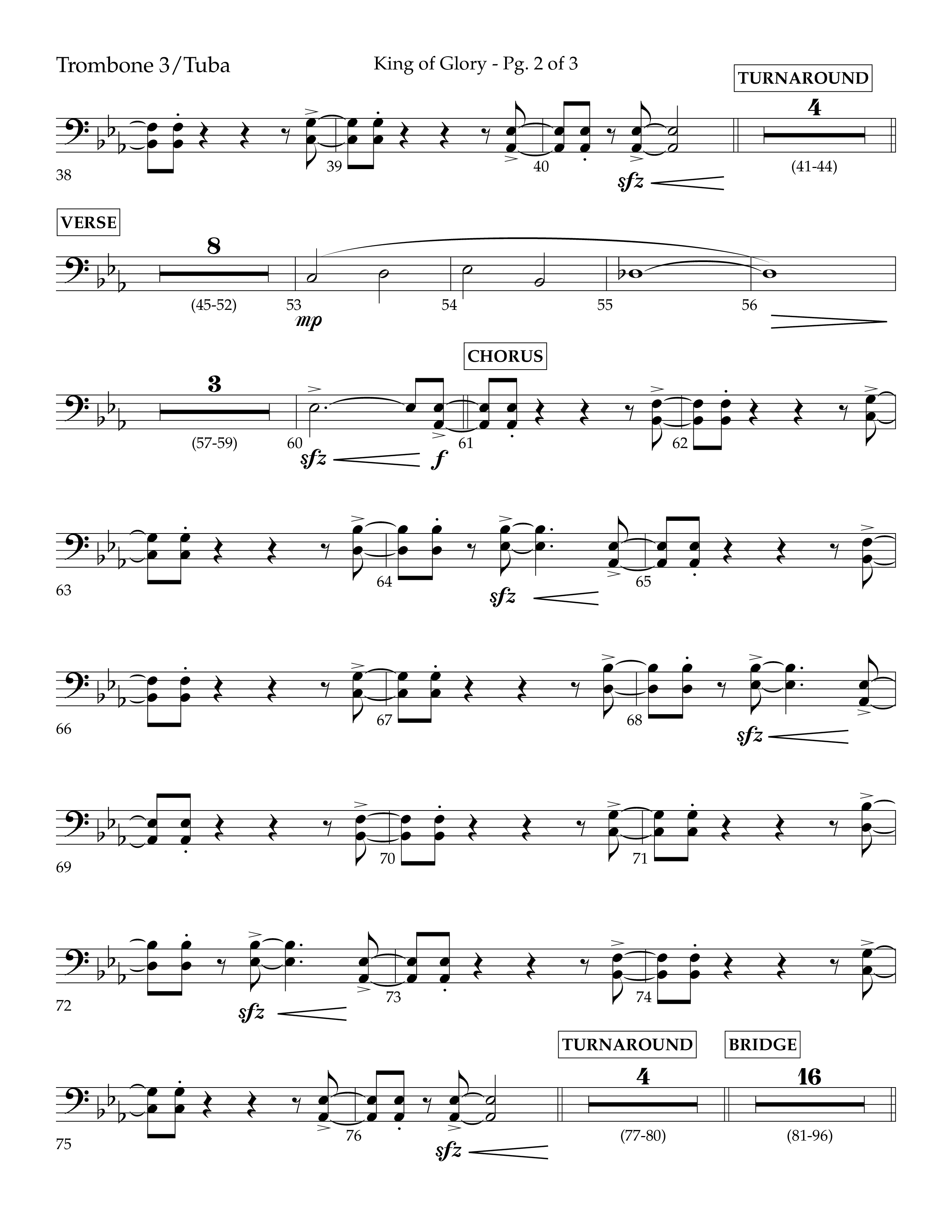 King of Glory (Choral Anthem SATB) Trombone 3/Tuba (Lifeway Choral / Arr. John Bolin / Arr. Don Koch / Orch. Eric Belvin)