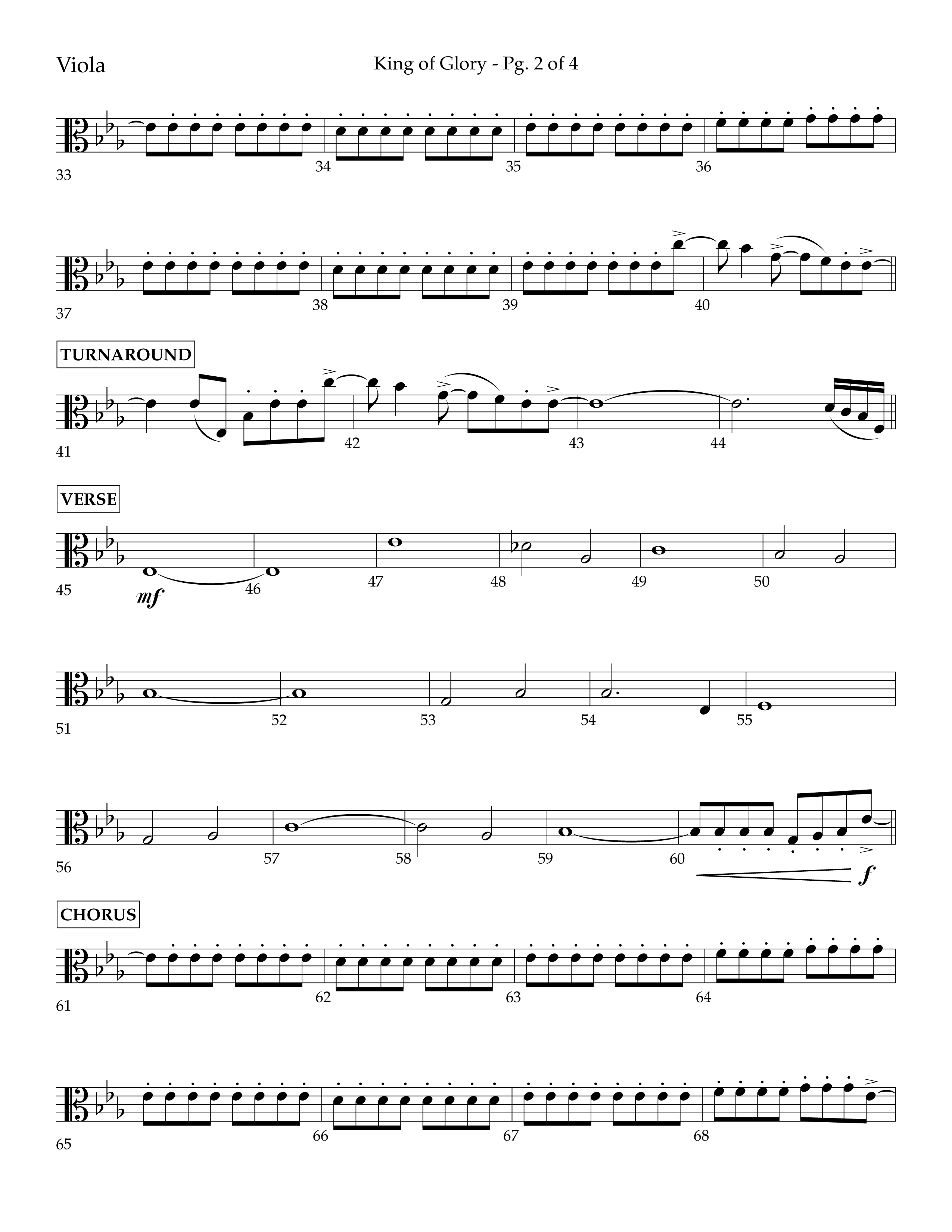 King of Glory (Choral Anthem SATB) Viola (Lifeway Choral / Arr. John Bolin / Arr. Don Koch / Orch. Eric Belvin)