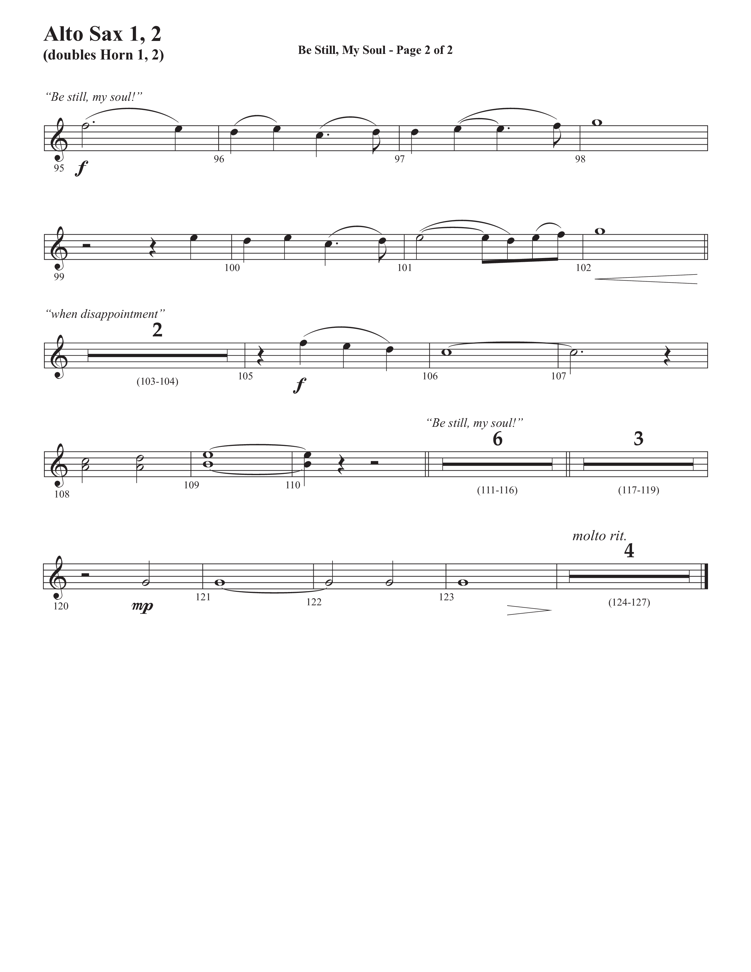 Be Still My Soul (Choral Anthem SATB) Alto Sax 1/2 (Semsen Music / Arr. Cliff Duren)
