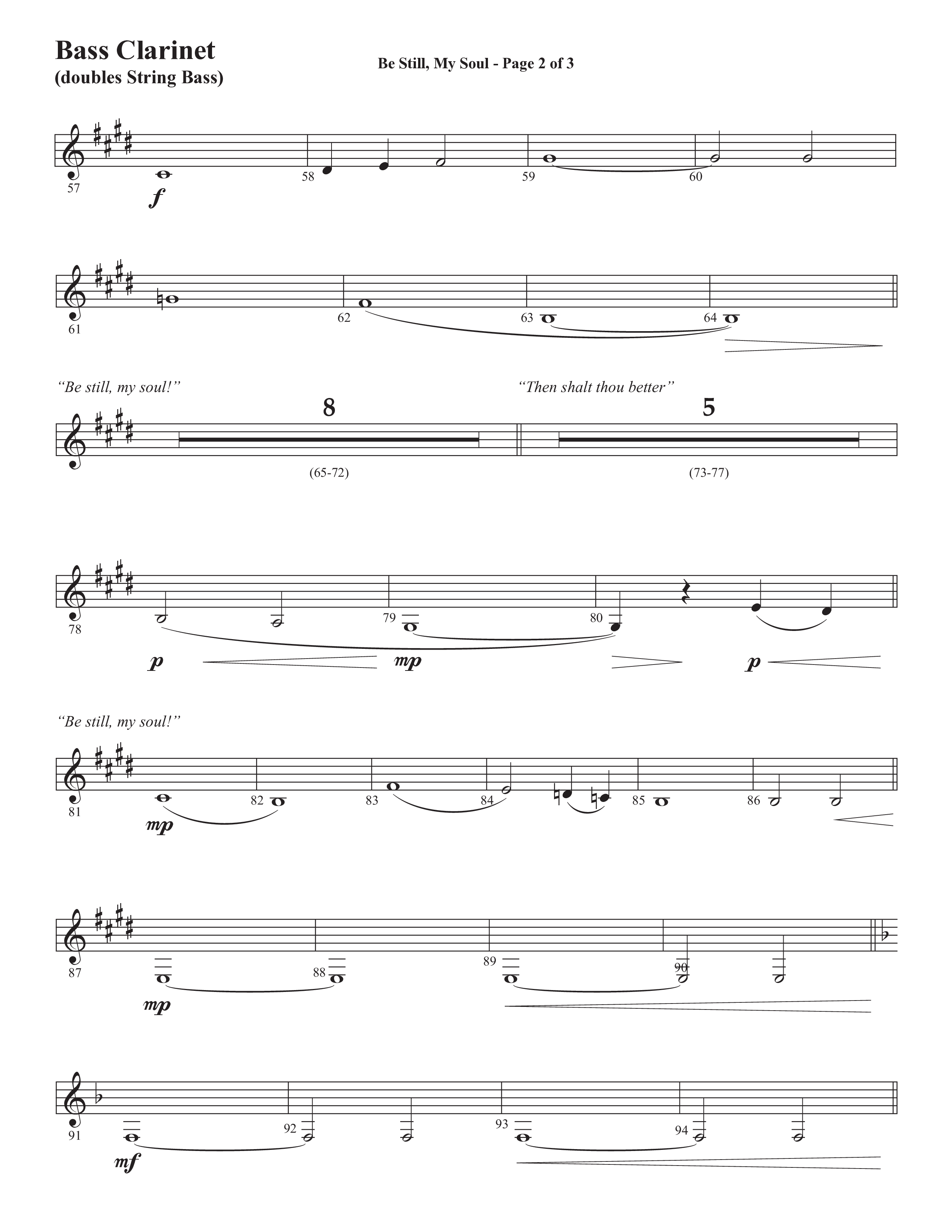 Be Still My Soul (Choral Anthem SATB) Bass Clarinet (Semsen Music / Arr. Cliff Duren)