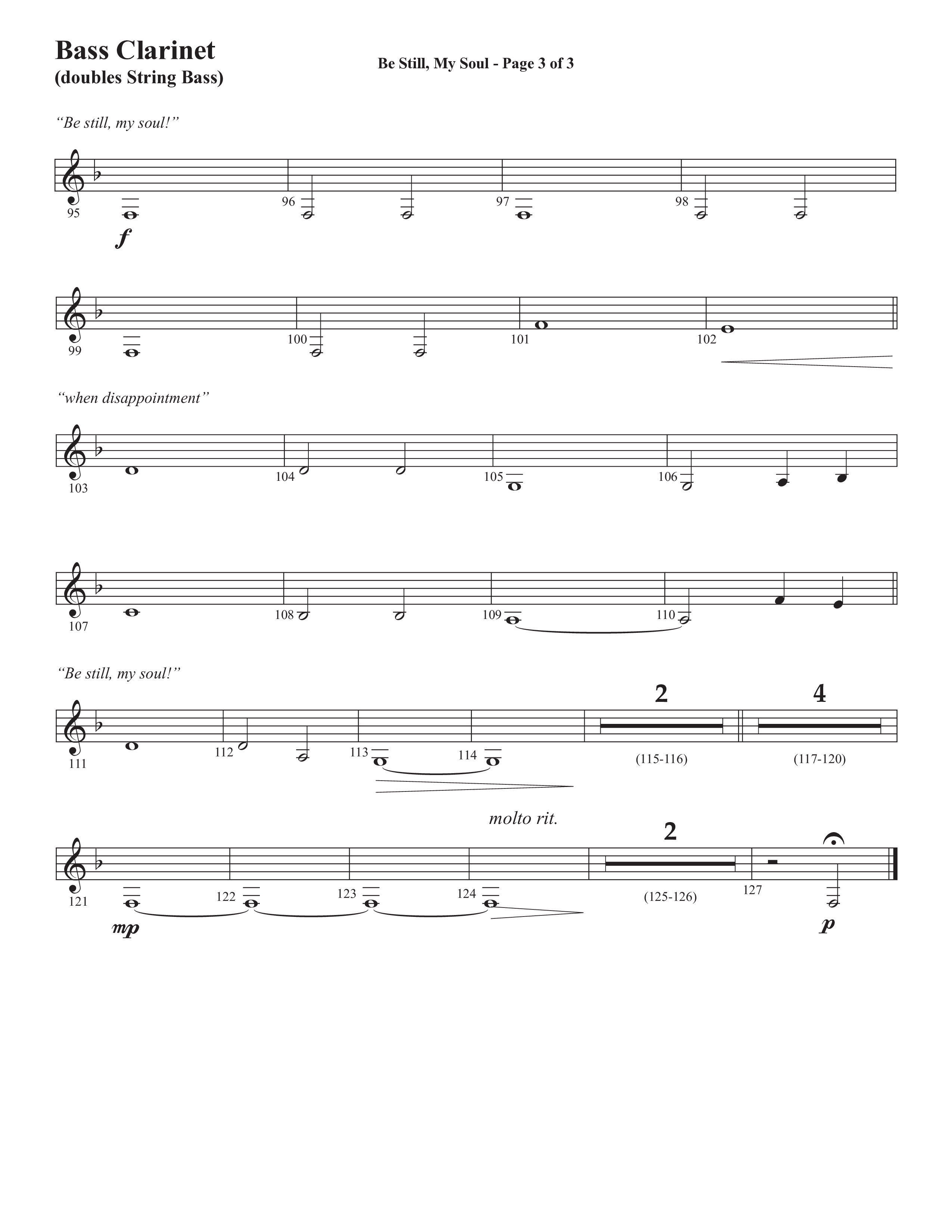 Be Still My Soul (Choral Anthem SATB) Bass Clarinet (Semsen Music / Arr. Cliff Duren)