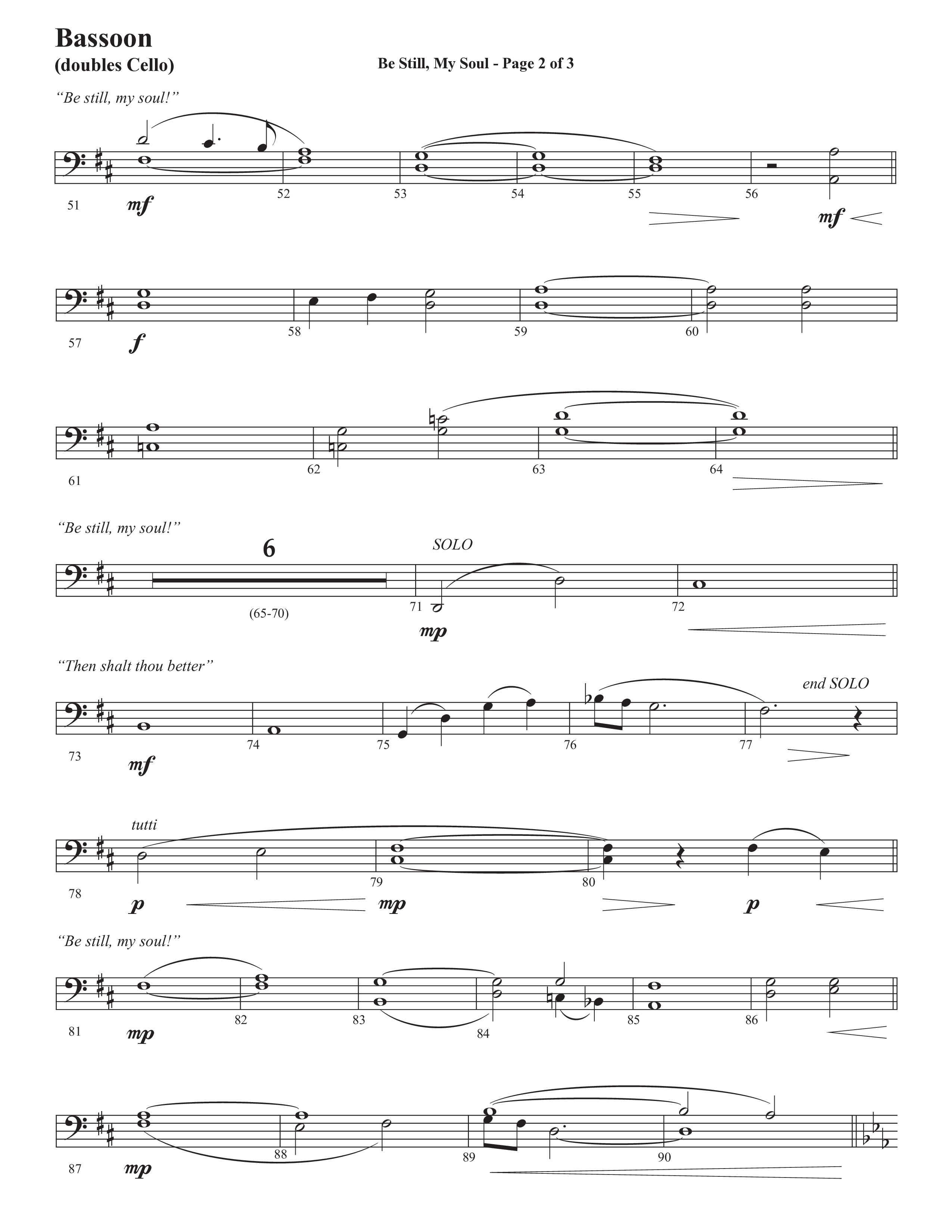 Be Still My Soul (Choral Anthem SATB) Bassoon (Semsen Music / Arr. Cliff Duren)