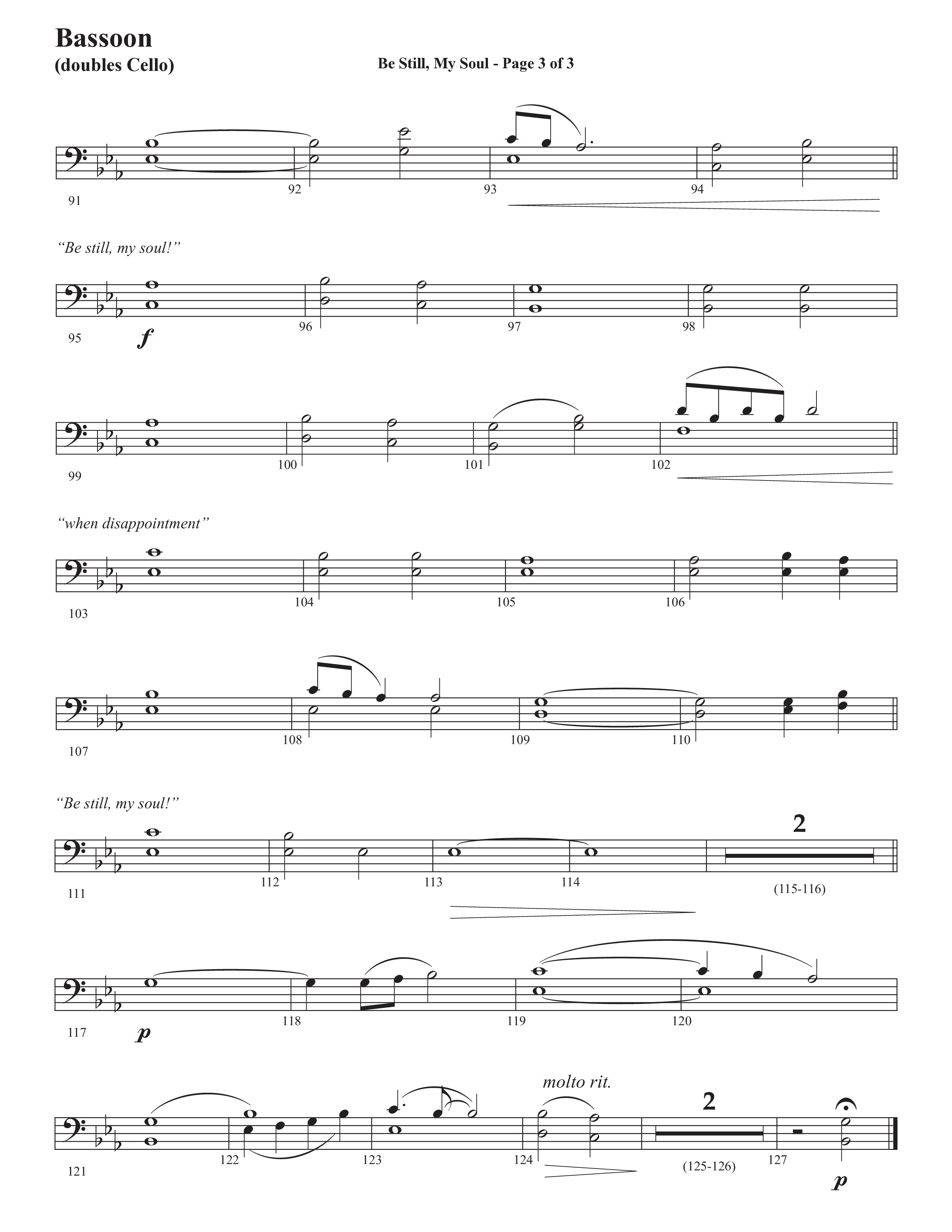 Be Still My Soul (Choral Anthem SATB) Bassoon (Semsen Music / Arr. Cliff Duren)
