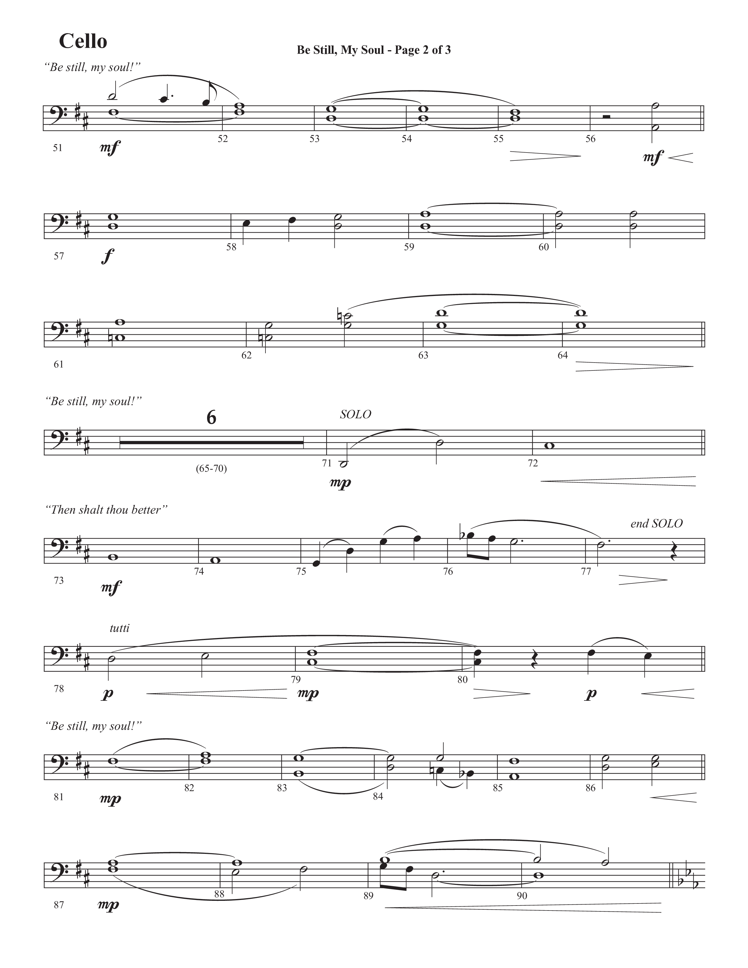 Be Still My Soul (Choral Anthem SATB) Cello (Semsen Music / Arr. Cliff Duren)