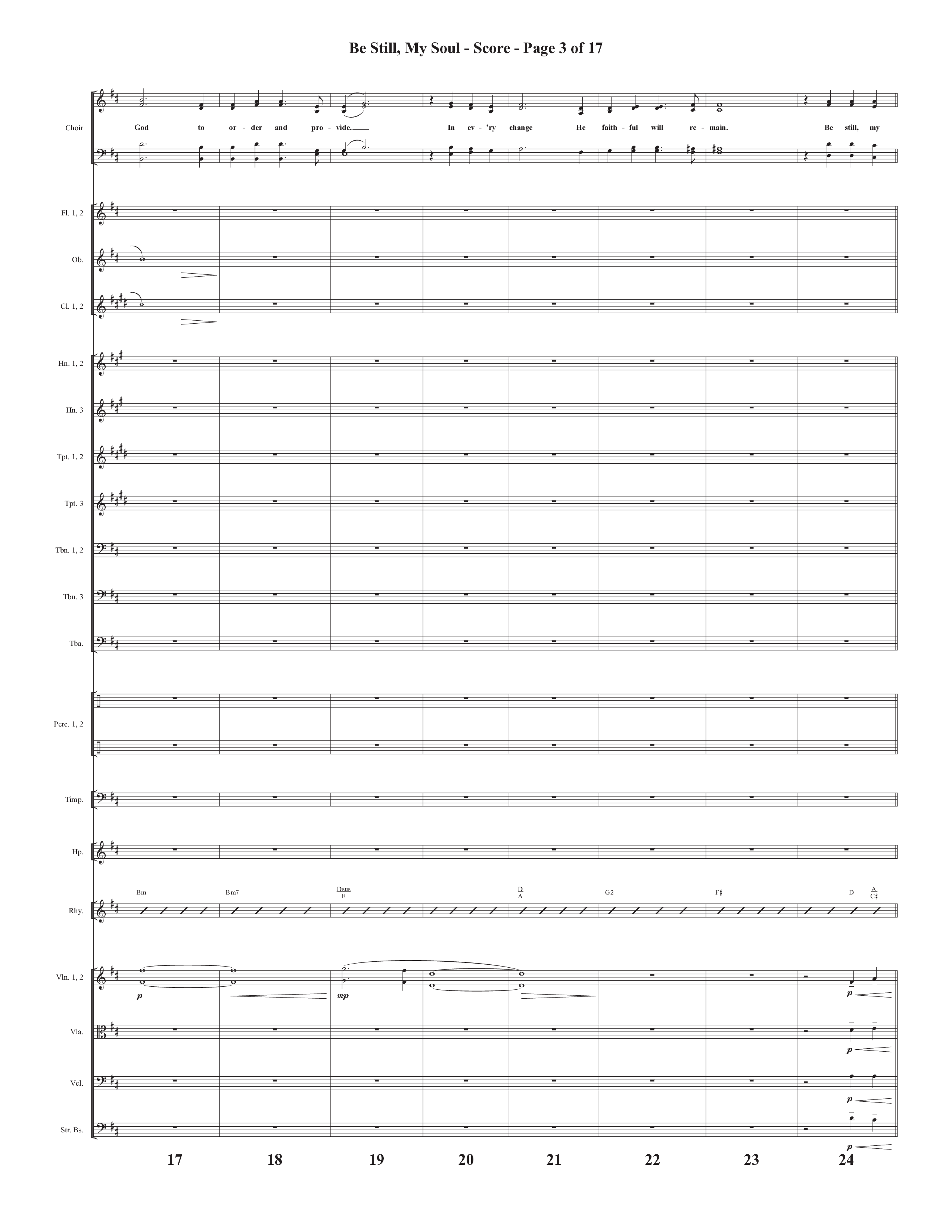 Be Still My Soul (Choral Anthem SATB) Orchestration (Semsen Music / Arr. Cliff Duren)