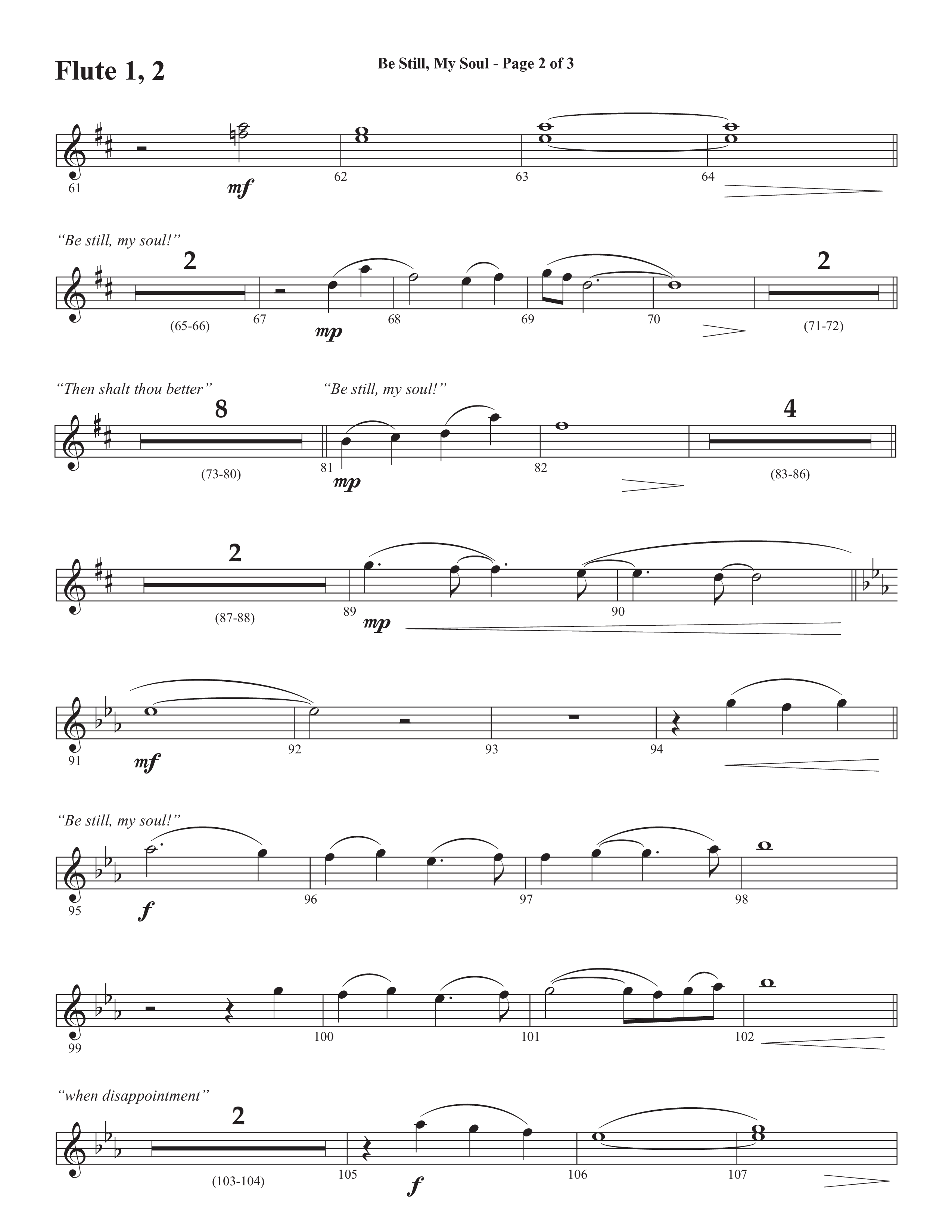 Be Still My Soul (Choral Anthem SATB) Flute 1/2 (Semsen Music / Arr. Cliff Duren)