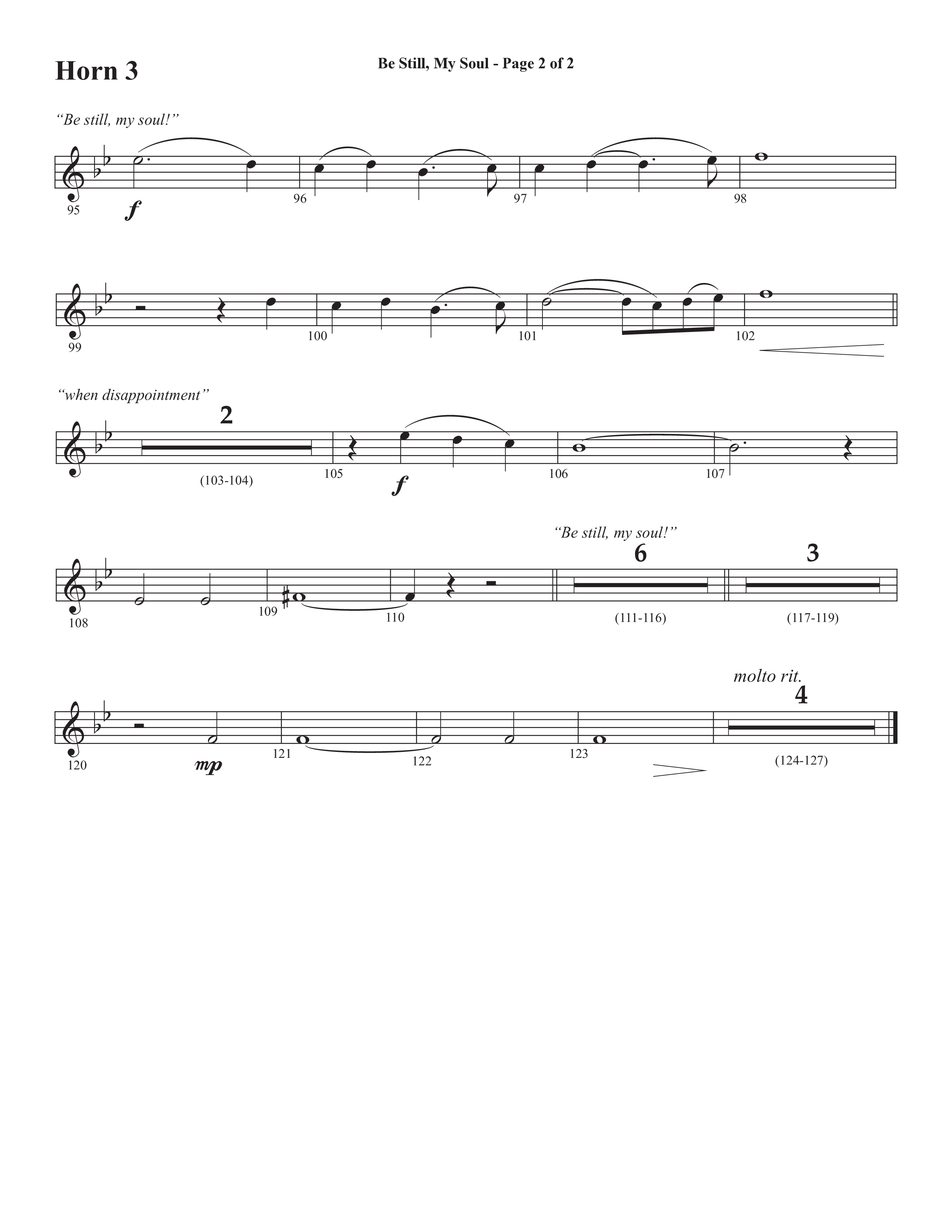 Be Still My Soul (Choral Anthem SATB) French Horn 3 (Semsen Music / Arr. Cliff Duren)