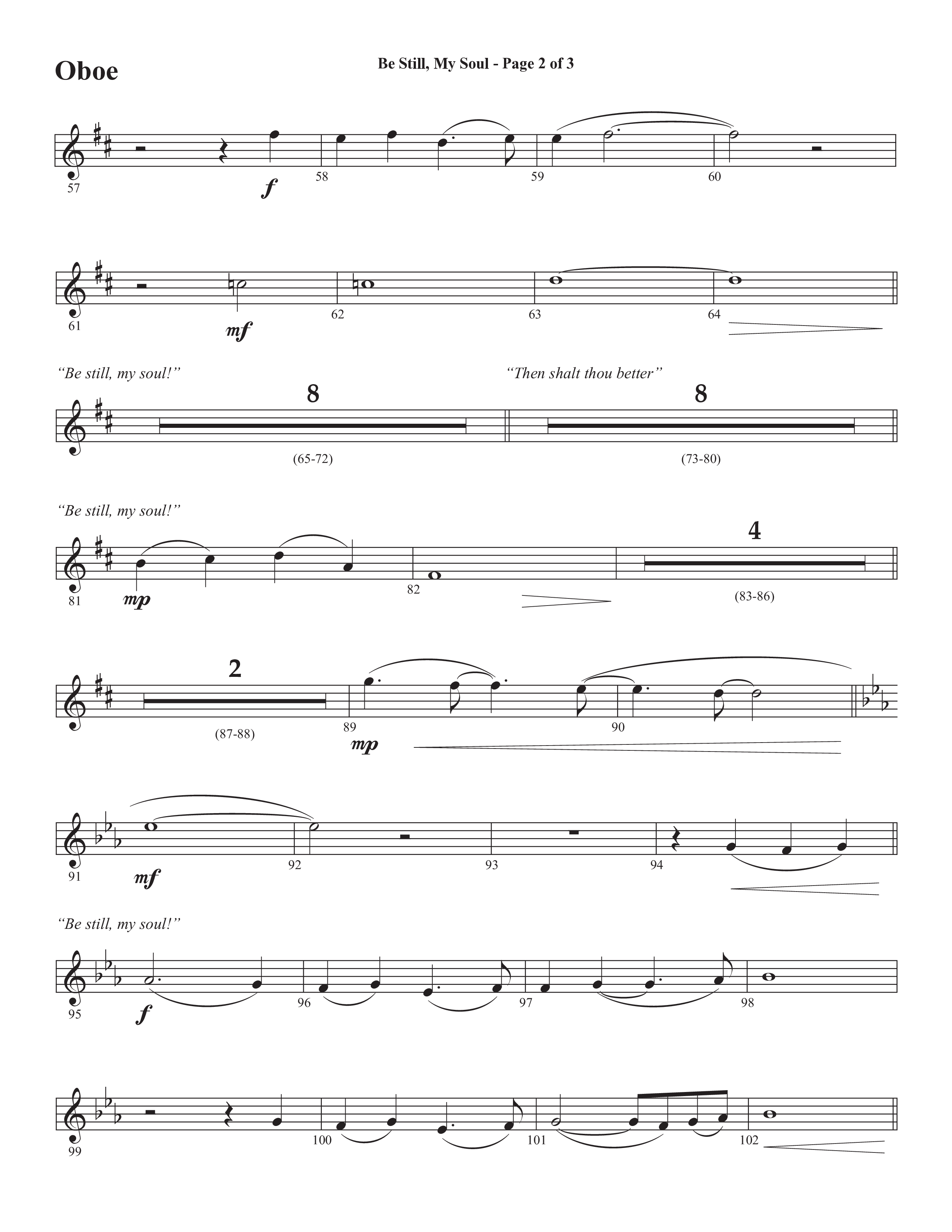 Be Still My Soul (Choral Anthem SATB) Oboe (Semsen Music / Arr. Cliff Duren)
