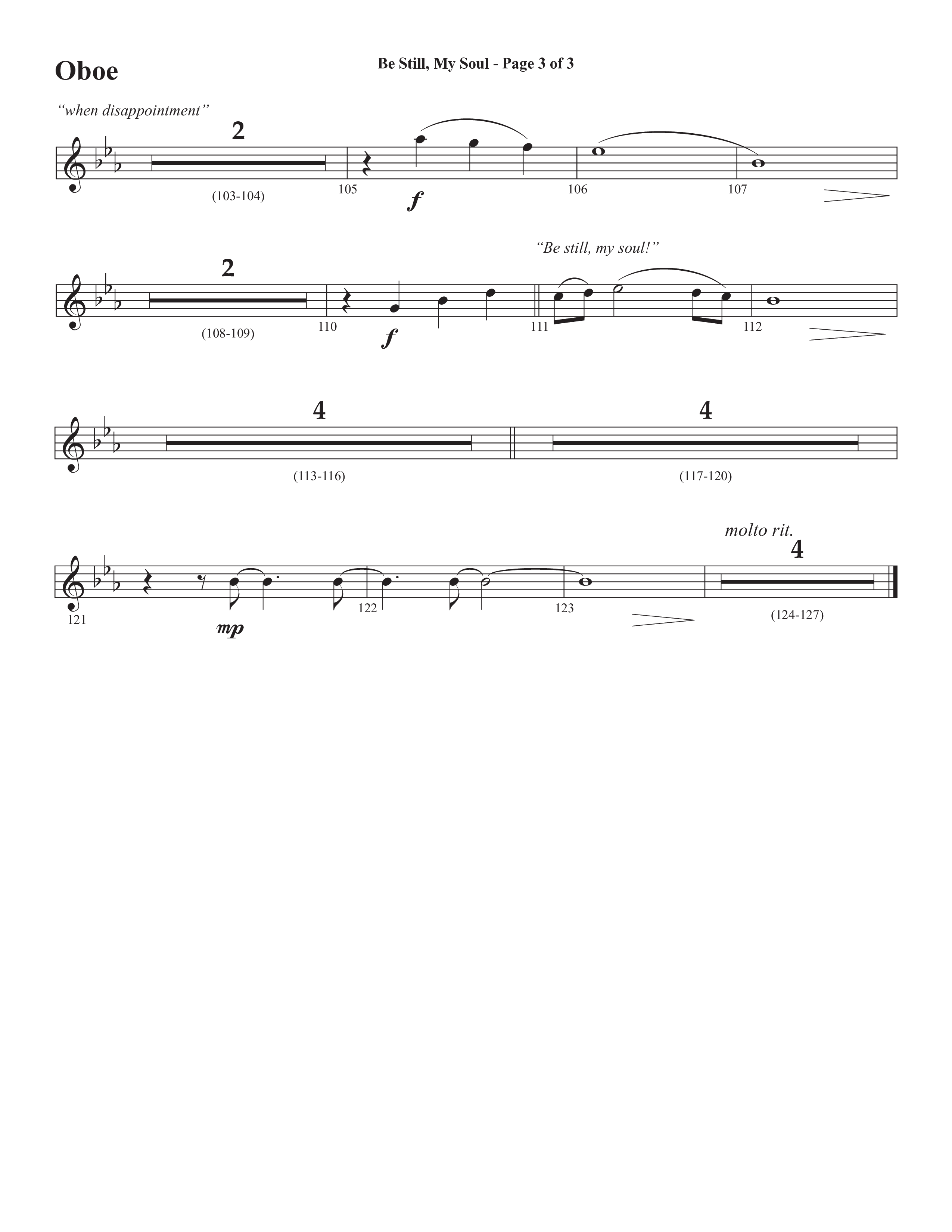 Be Still My Soul (Choral Anthem SATB) Oboe (Semsen Music / Arr. Cliff Duren)
