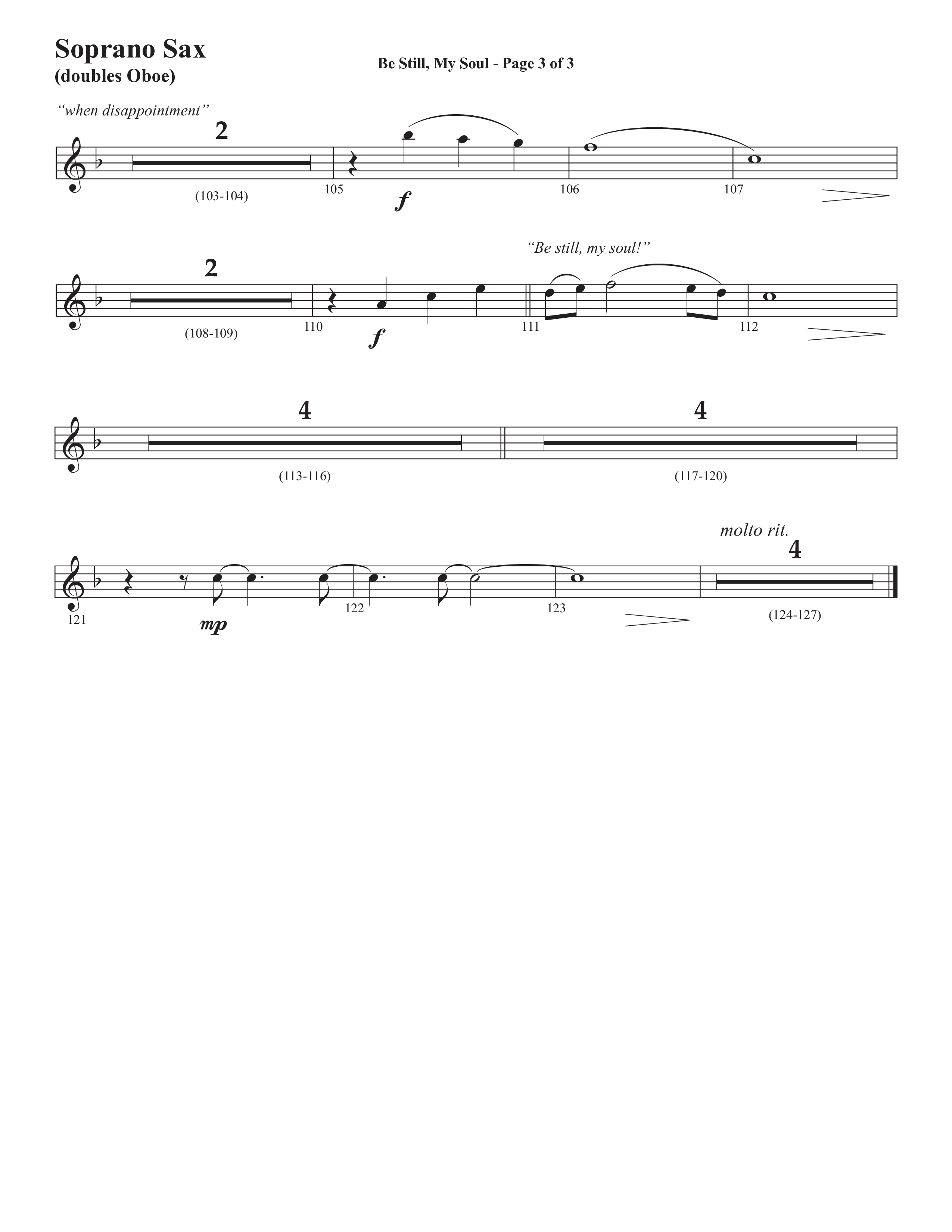 Be Still My Soul (Choral Anthem SATB) Soprano Sax (Semsen Music / Arr. Cliff Duren)