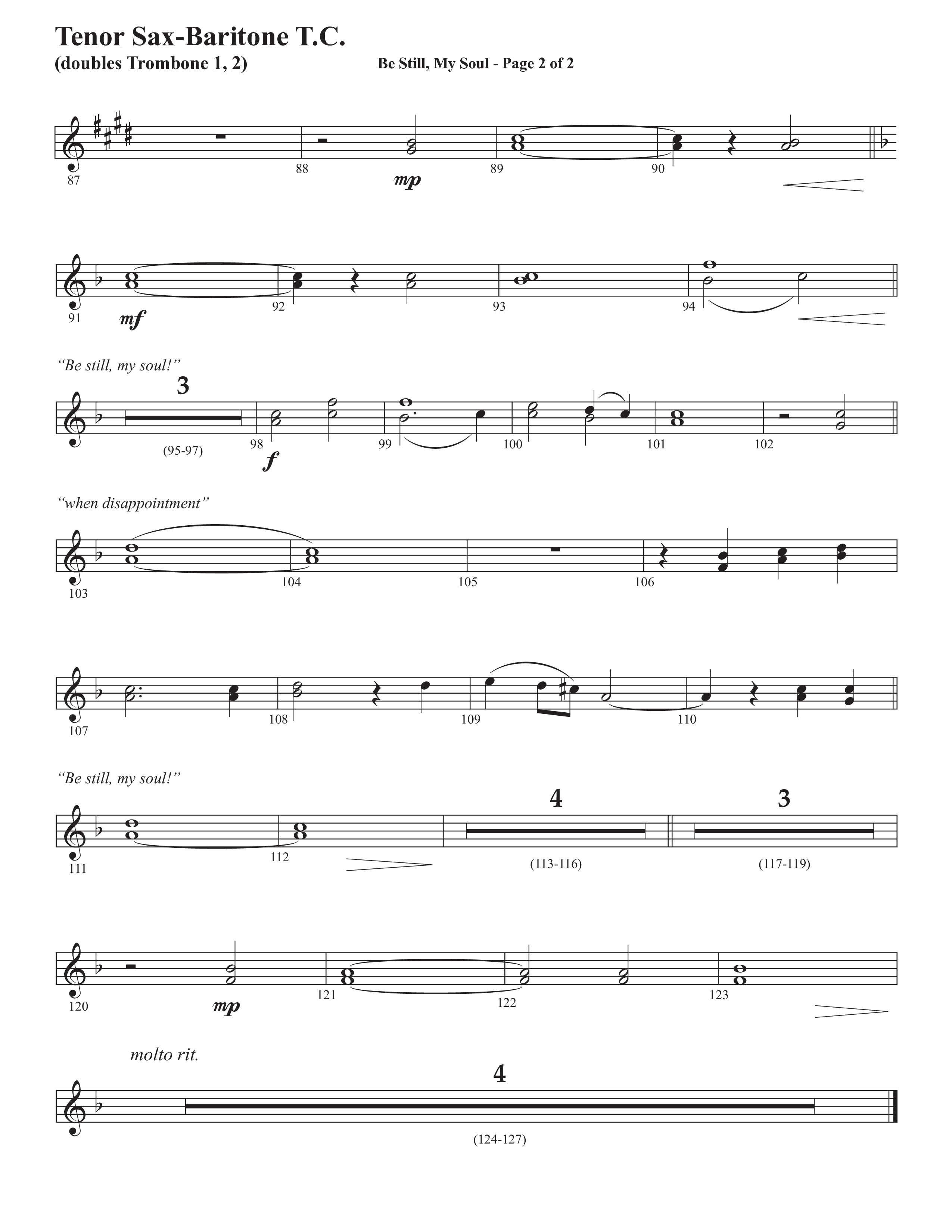 Be Still My Soul (Choral Anthem SATB) Tenor Sax/Baritone T.C. (Semsen Music / Arr. Cliff Duren)