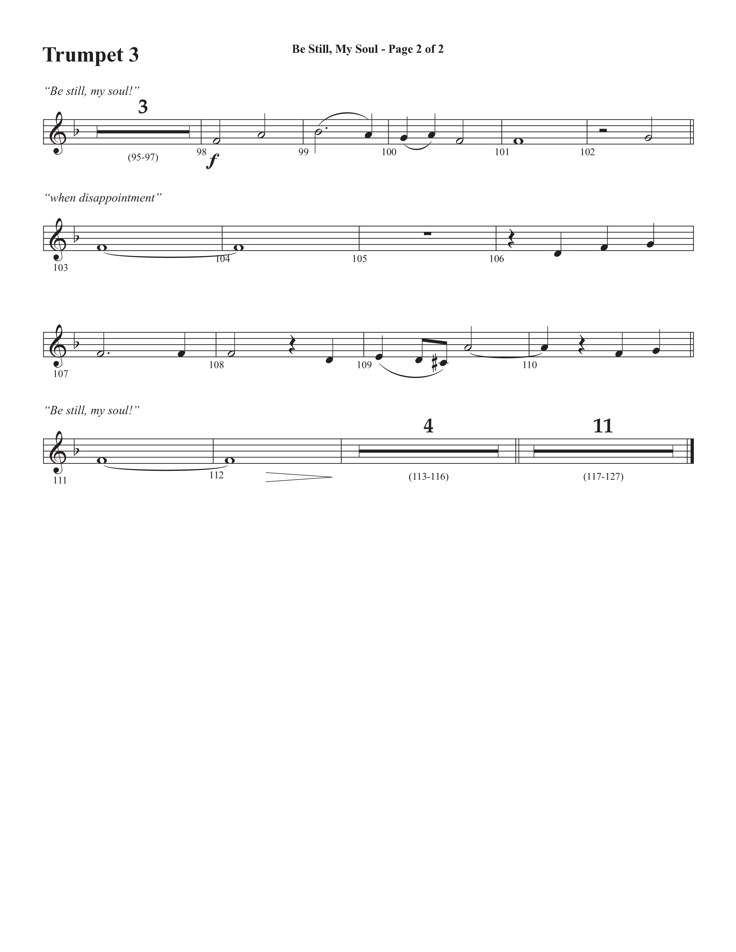 Be Still My Soul (Choral Anthem SATB) Trumpet 3 (Semsen Music / Arr. Cliff Duren)