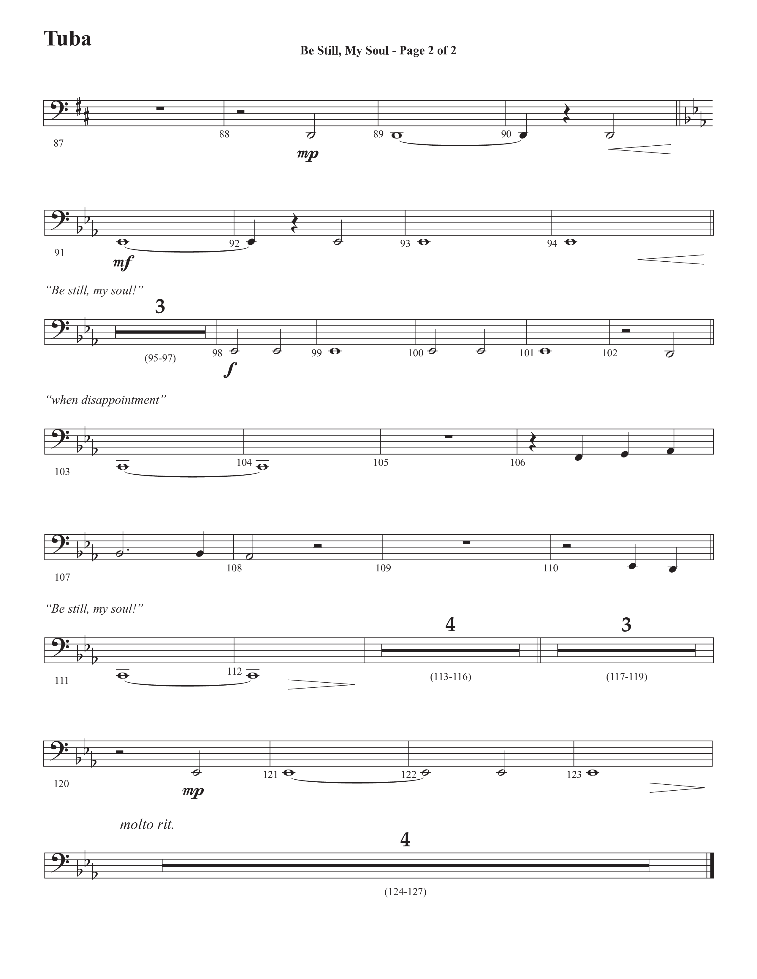 Be Still My Soul (Choral Anthem SATB) Tuba (Semsen Music / Arr. Cliff Duren)
