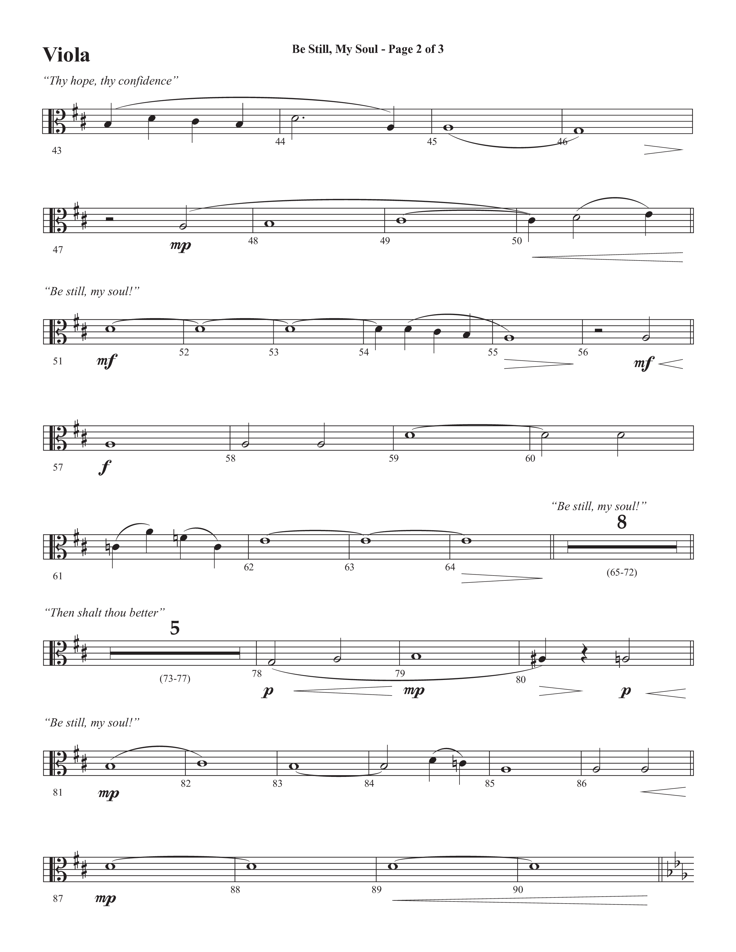Be Still My Soul (Choral Anthem SATB) Viola (Semsen Music / Arr. Cliff Duren)