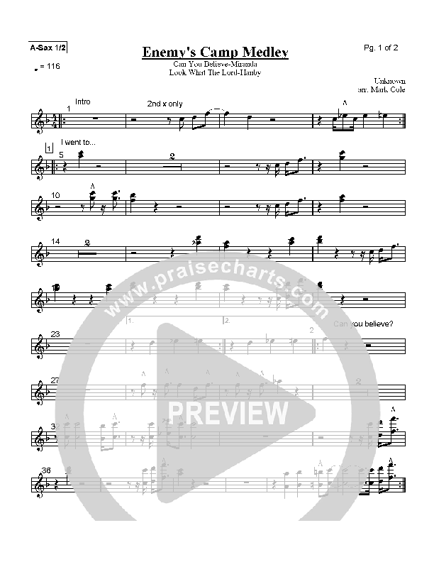 Enemy's Camp Medley Alto Sax 1/2 (Lindell Cooley)