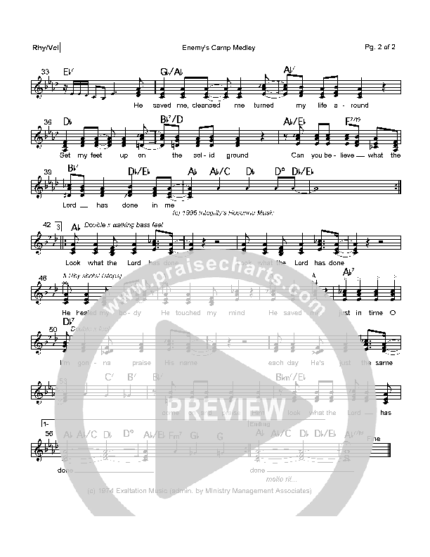 Enemy's Camp Medley Rhythm/Vocal (Lindell Cooley)