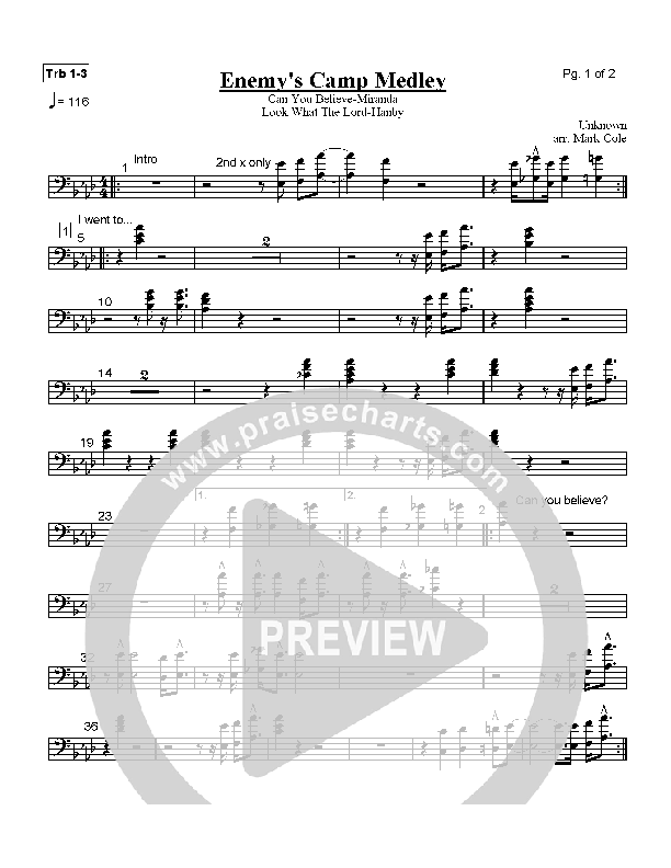 Enemy's Camp Medley Trombone 1/2/3 (Lindell Cooley)