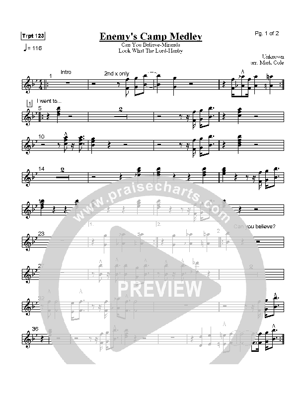 Enemy's Camp Medley Trumpet 1/2/3 (Lindell Cooley)