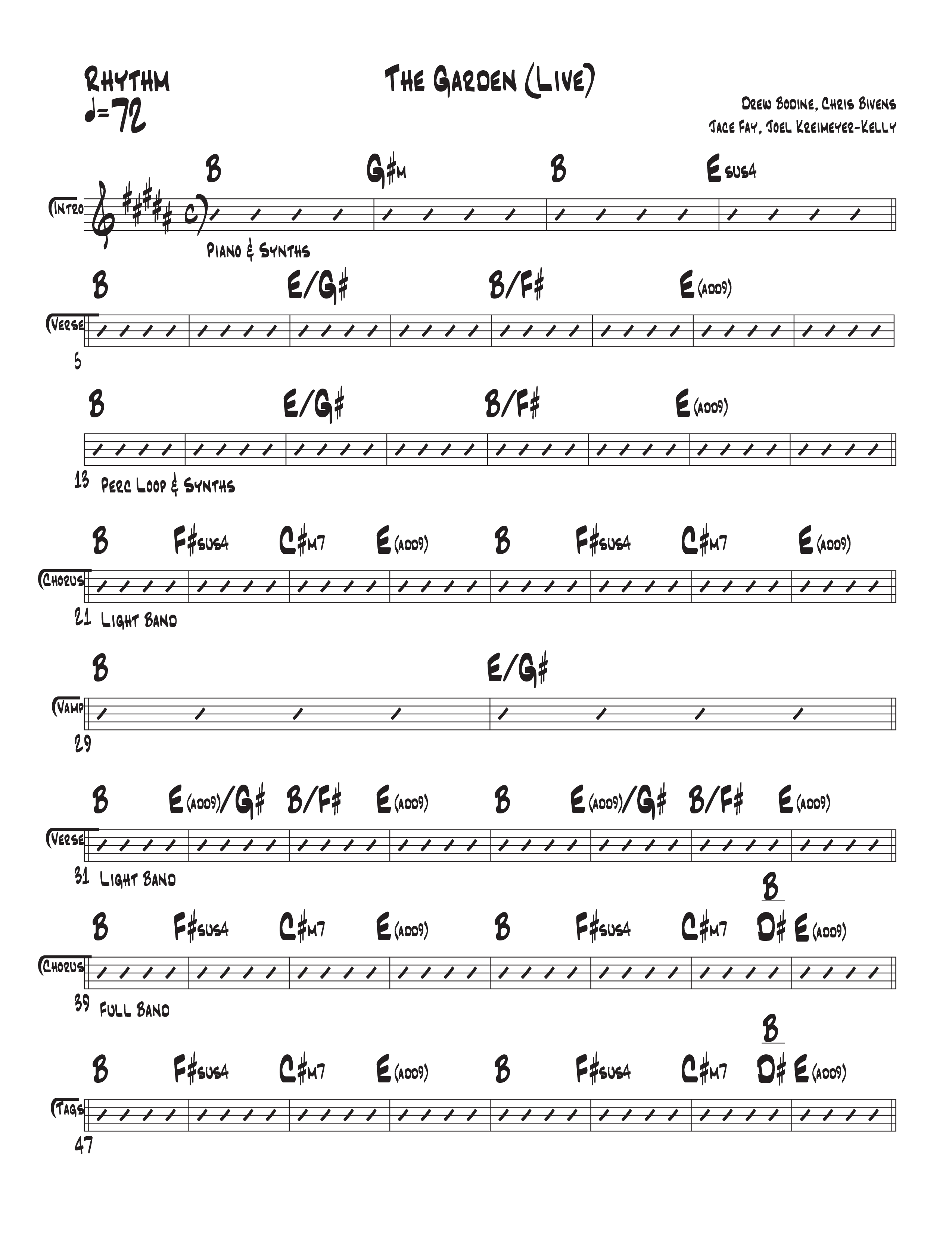 The Garden (Live) Rhythm Chart (Central Live)